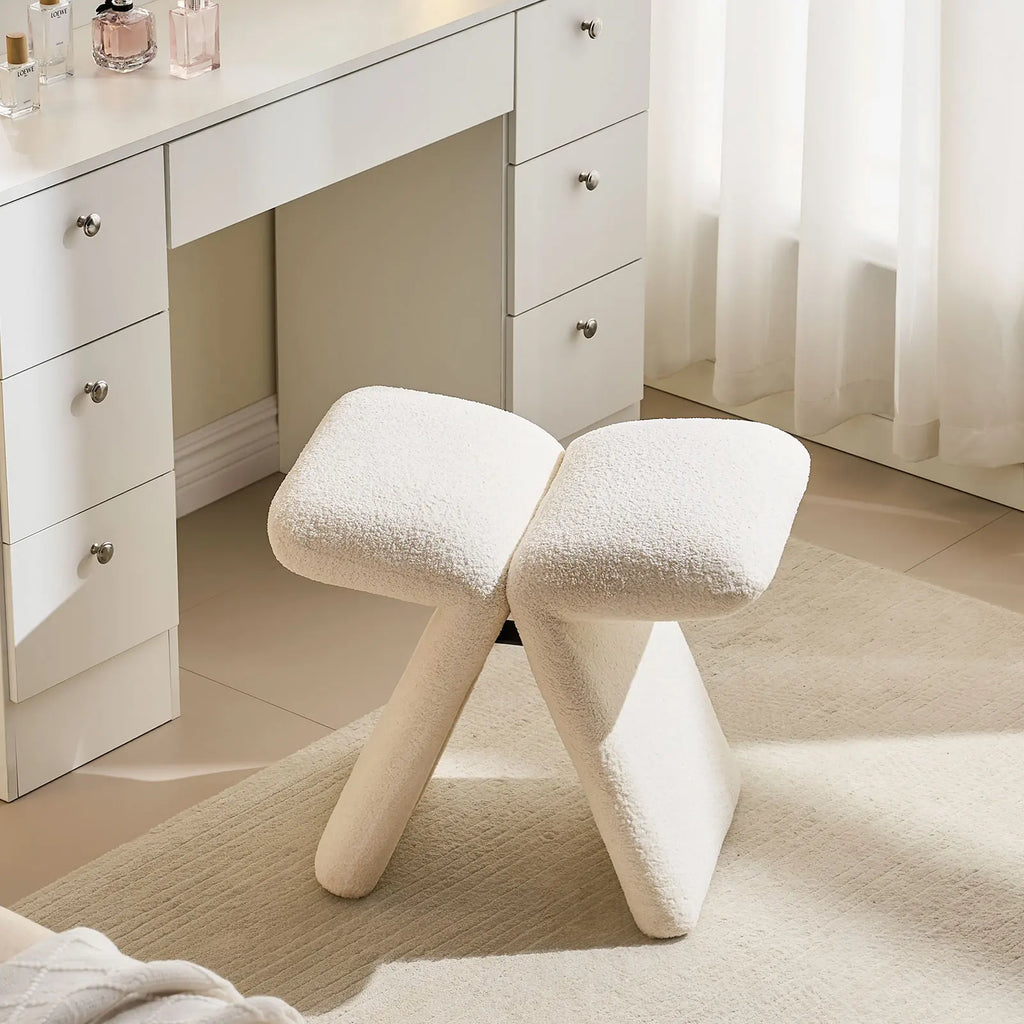 Faye Cream Vanity Stool-1