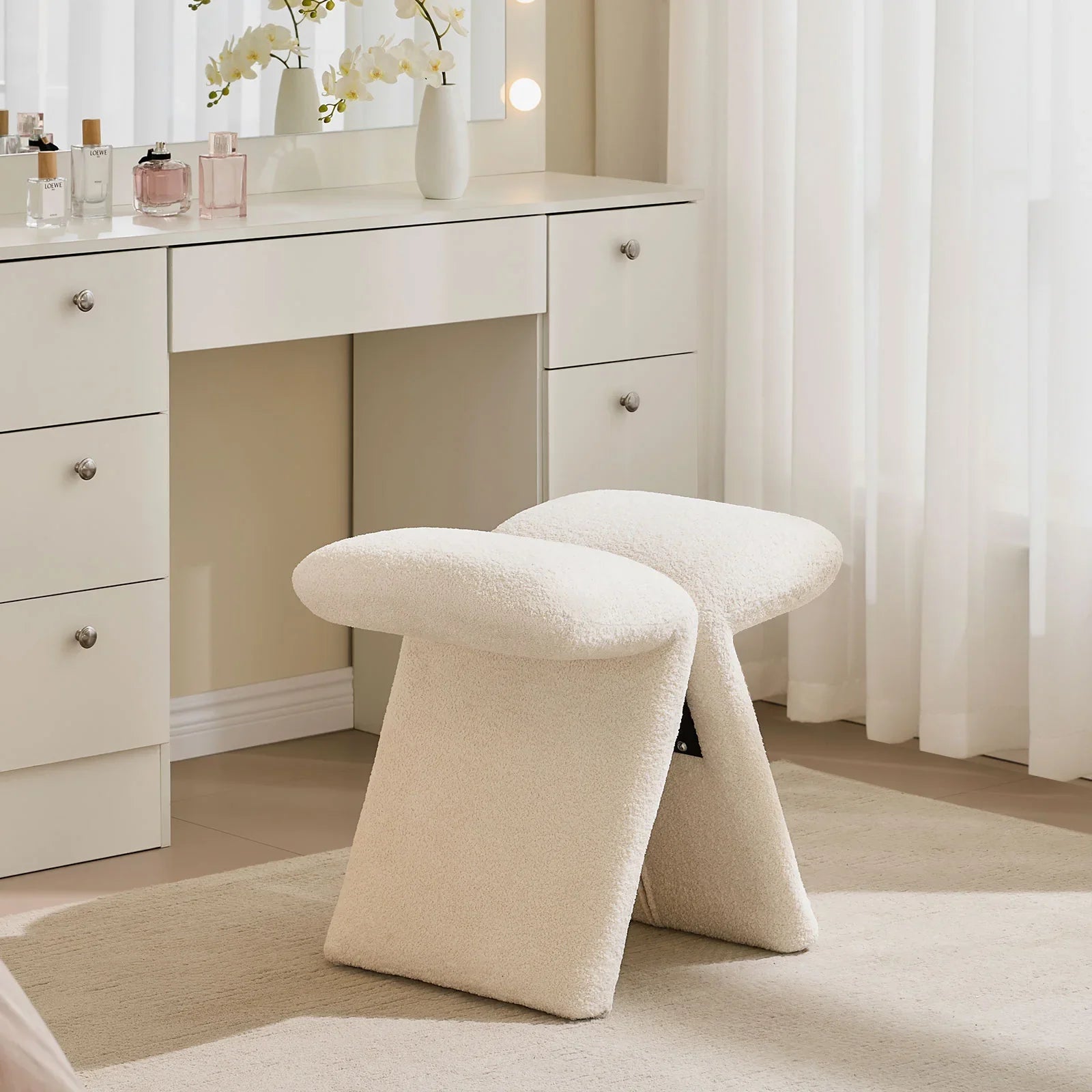 Faye Cream Vanity Stool-0