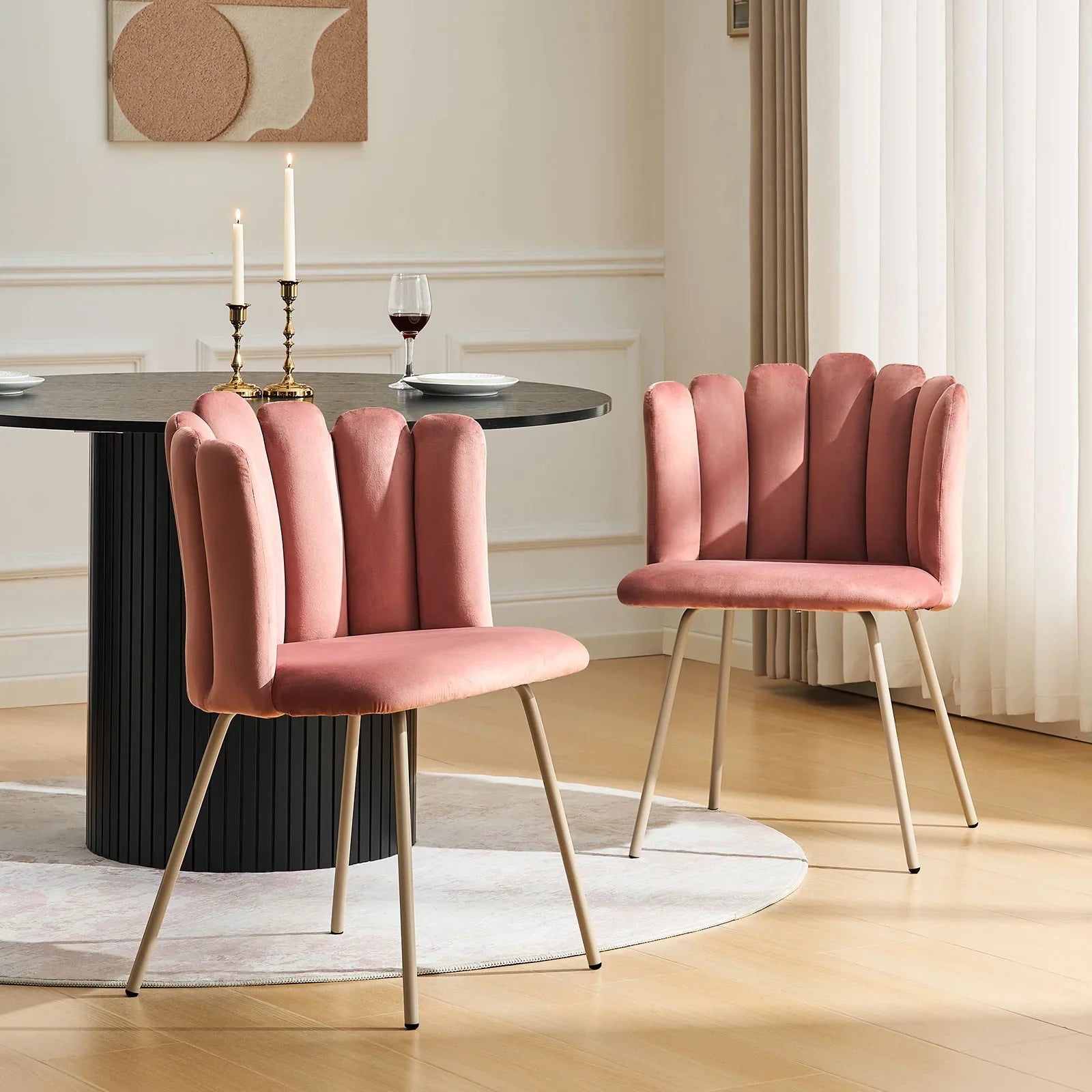 Fleur Pink Velvet Side Chair-3