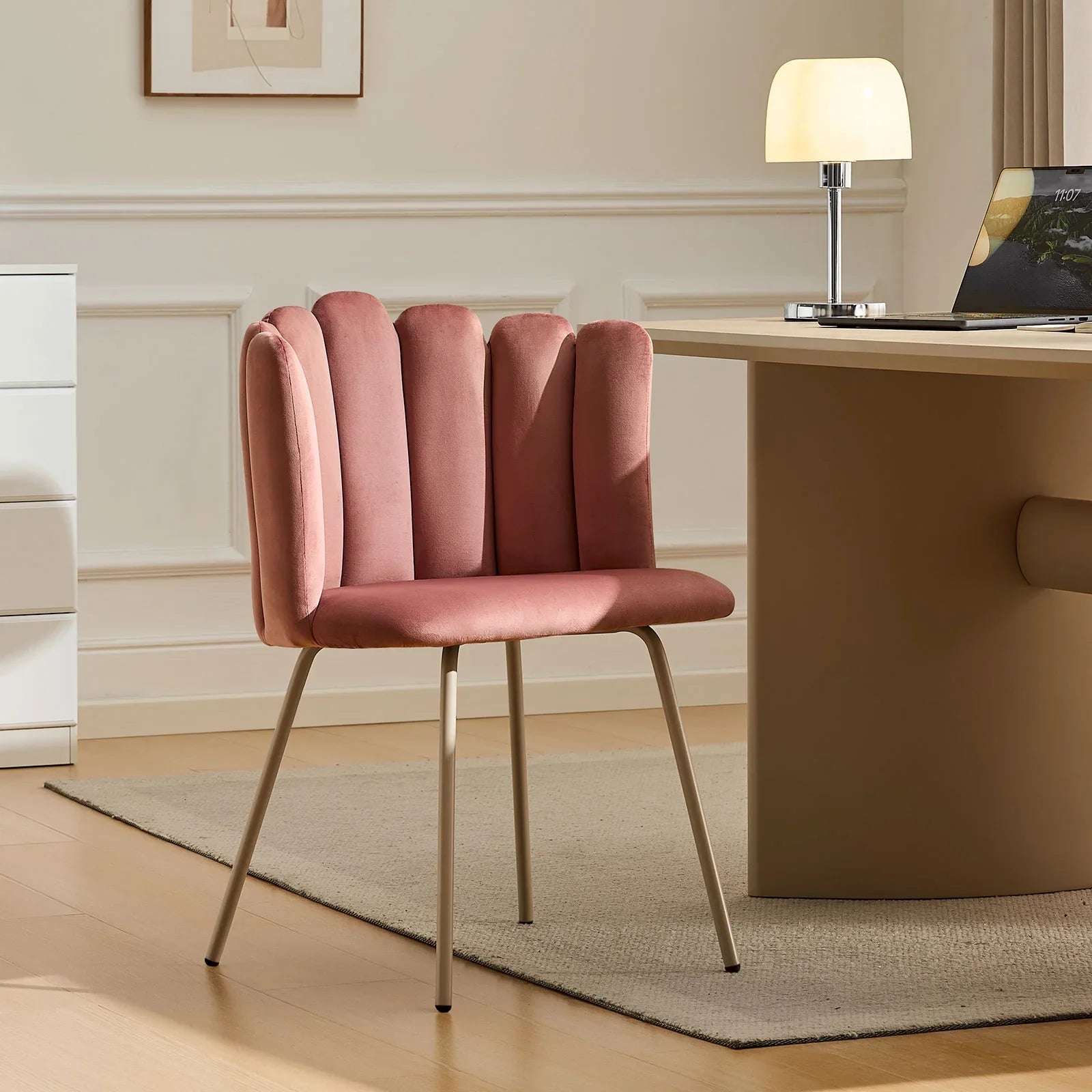 Fleur Pink Velvet Side Chair-0