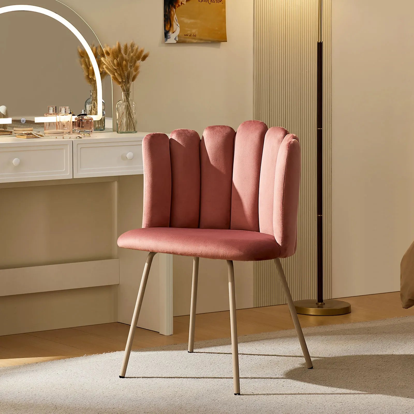 Fleur Pink Velvet Side Chair-2