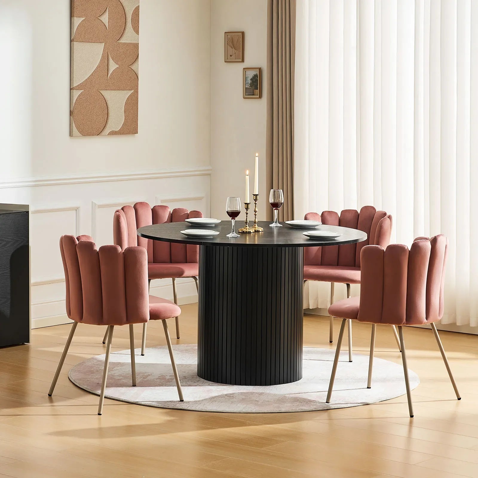 Fleur Pink Velvet Side Chair-4