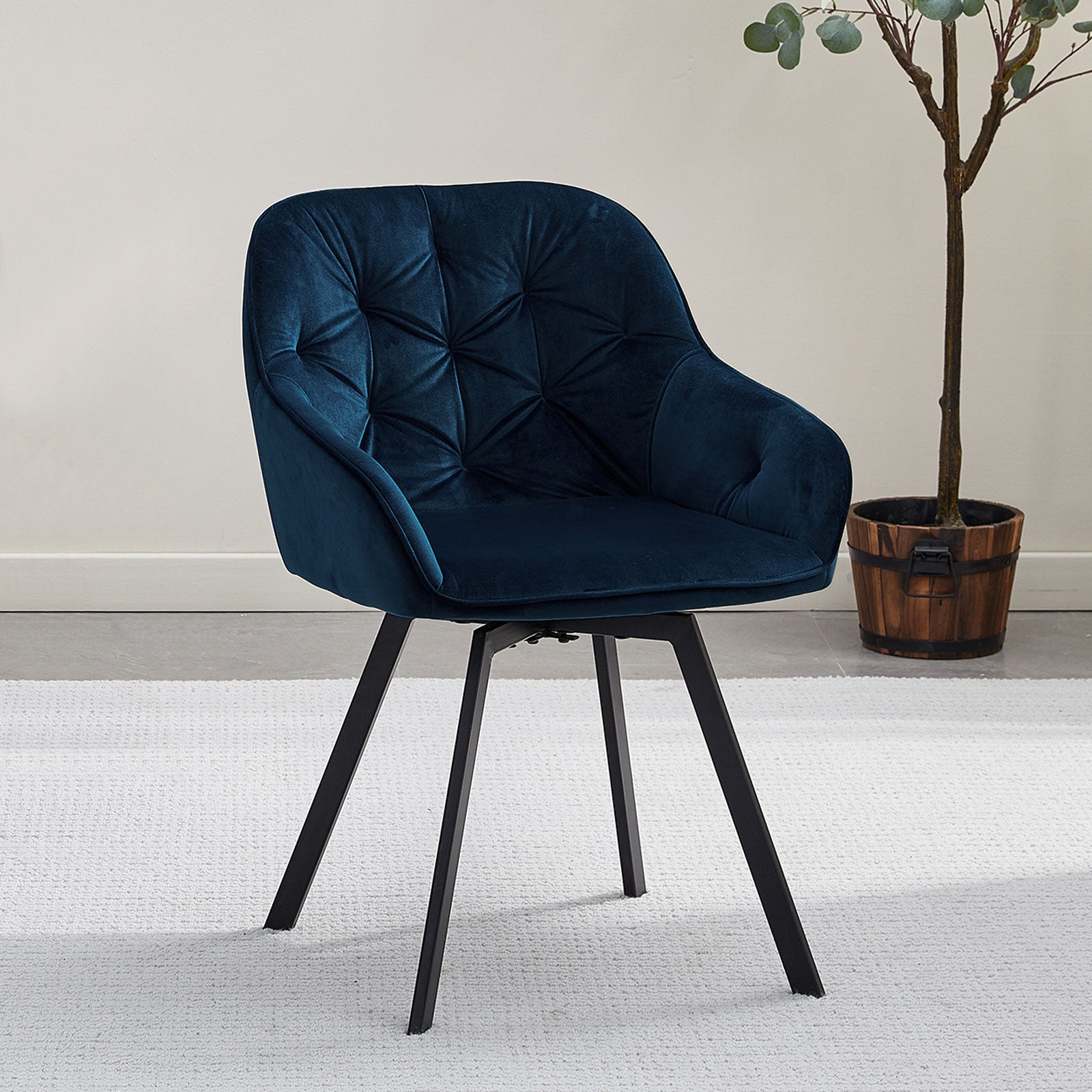 Garvies Velvet Swivel Dining Chairs-0