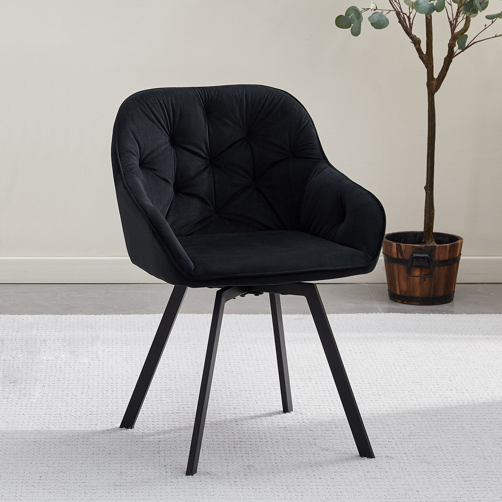 Garvies Velvet Swivel Dining Chairs-5