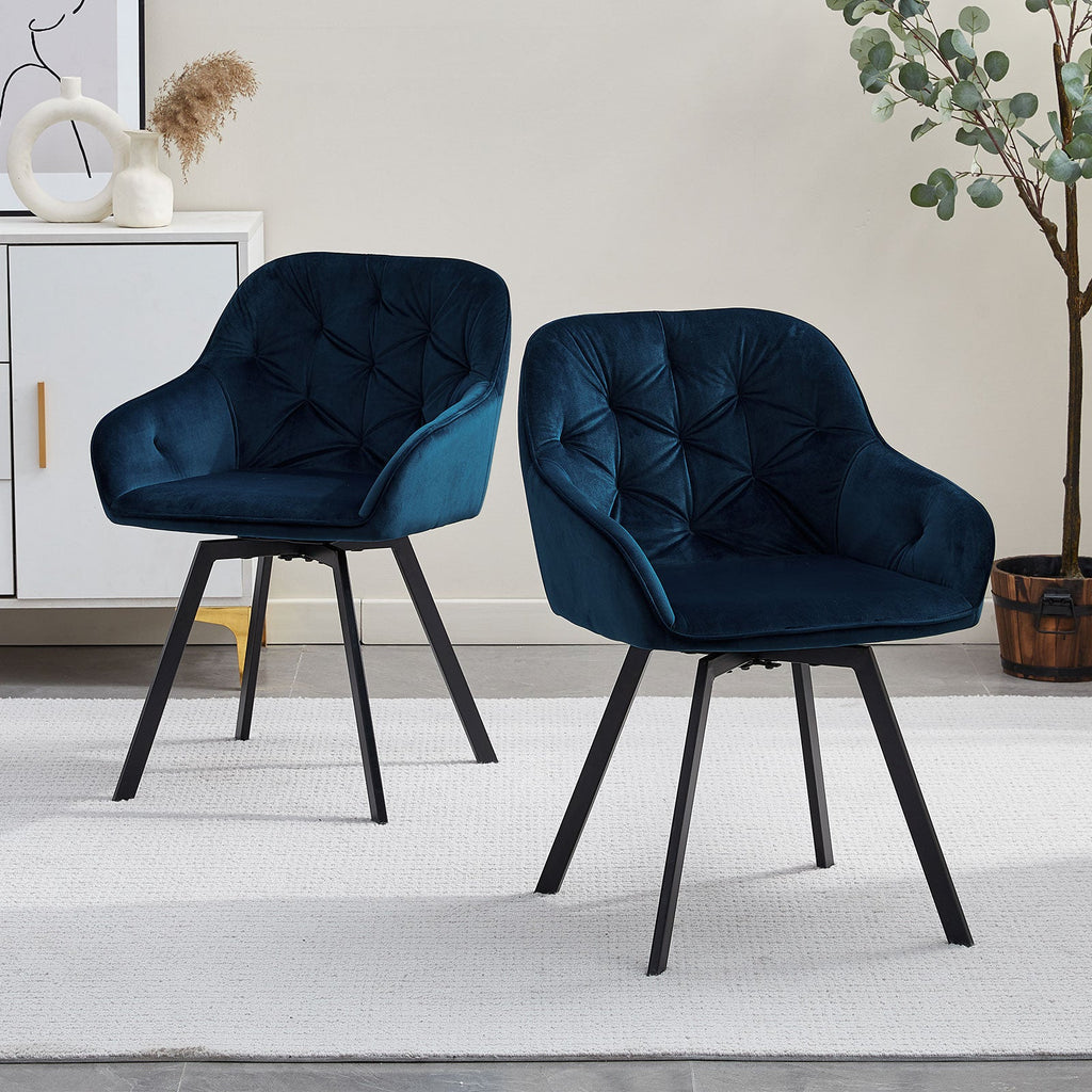 Garvies Velvet Swivel Dining Chairs-2