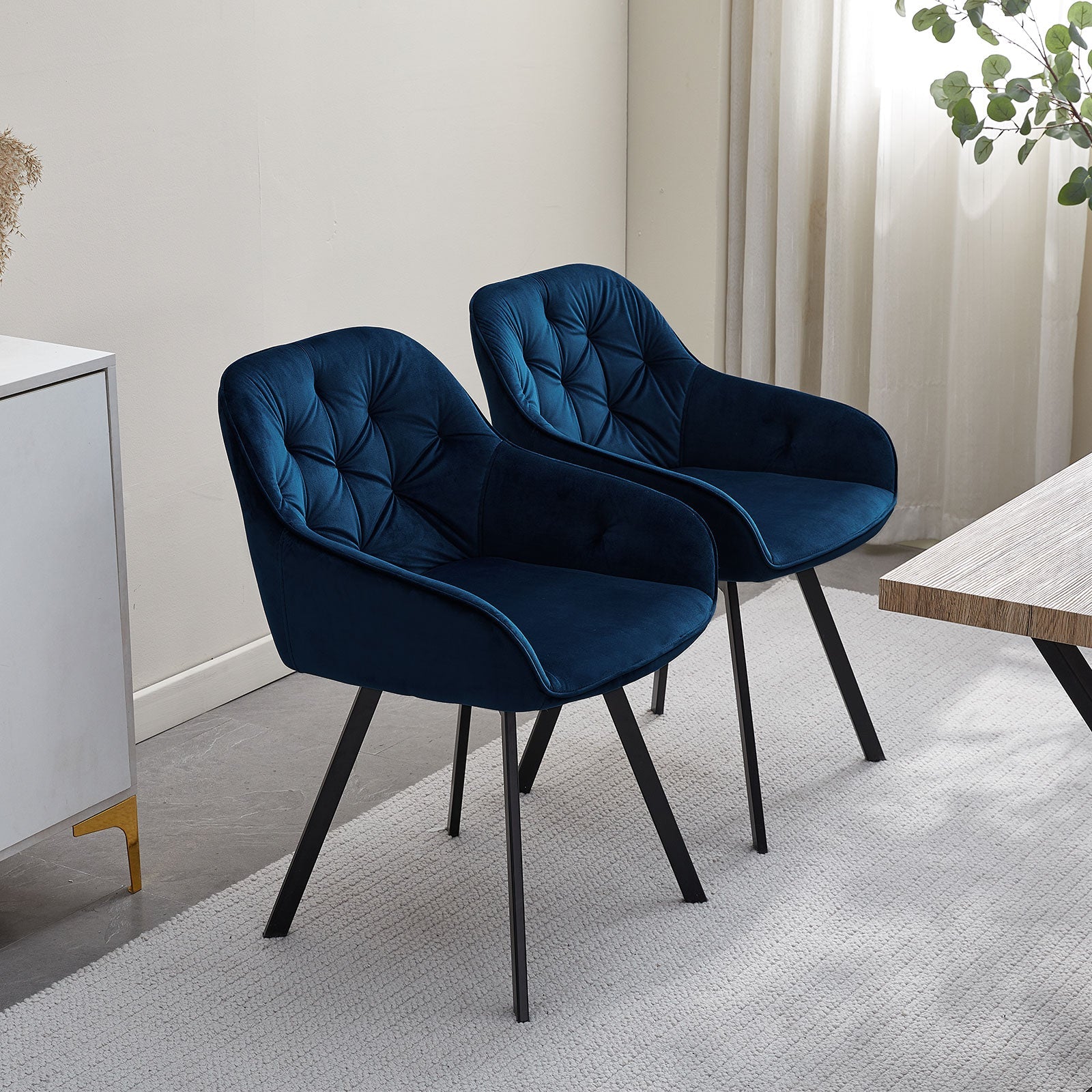 Garvies Velvet Swivel Dining Chairs-1