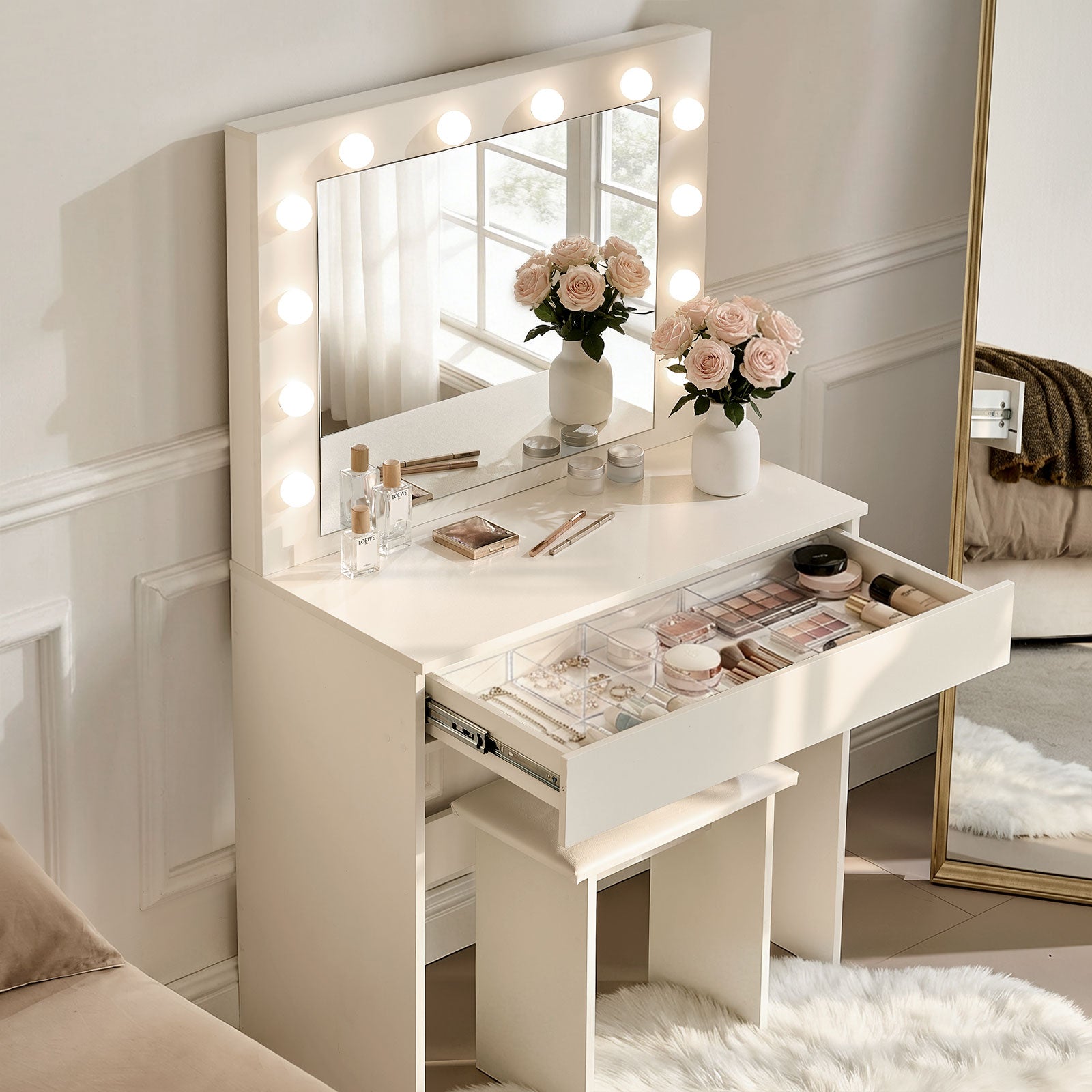 Hollywood 1-Drawer Dressing Table Set-4