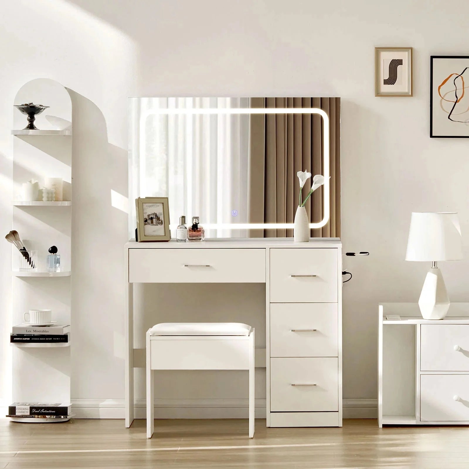 Luna Dressing Table Set [with Hairdryer Holder]-0