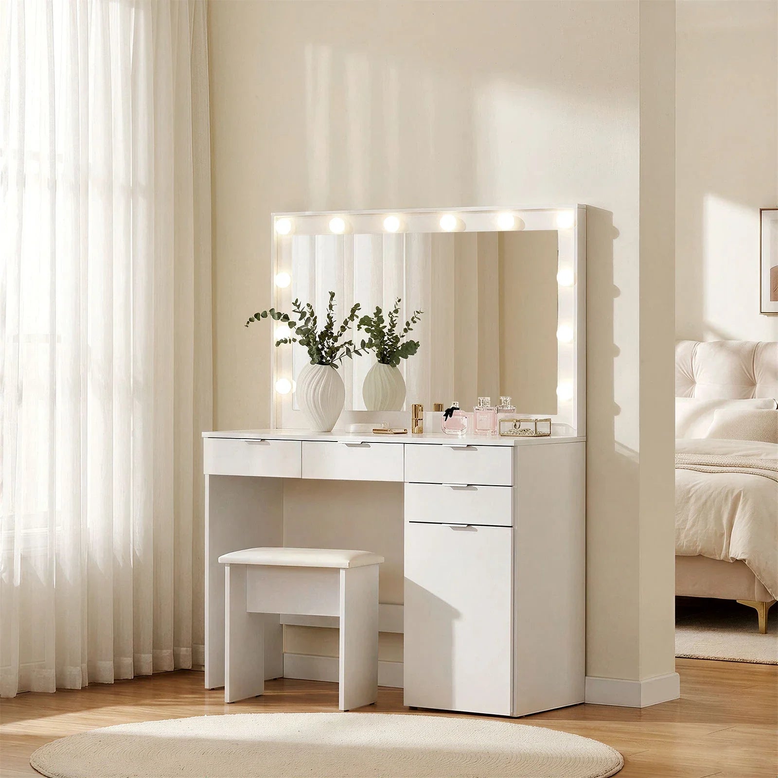 Hollywood 4-Drawer Dressing Table Set-0