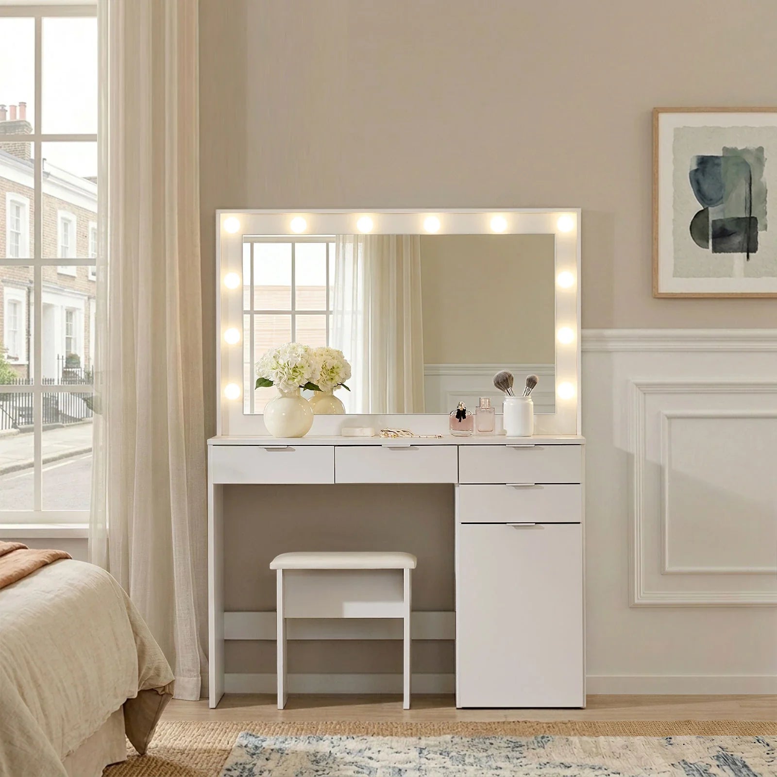 Hollywood 4-Drawer Dressing Table Set-2