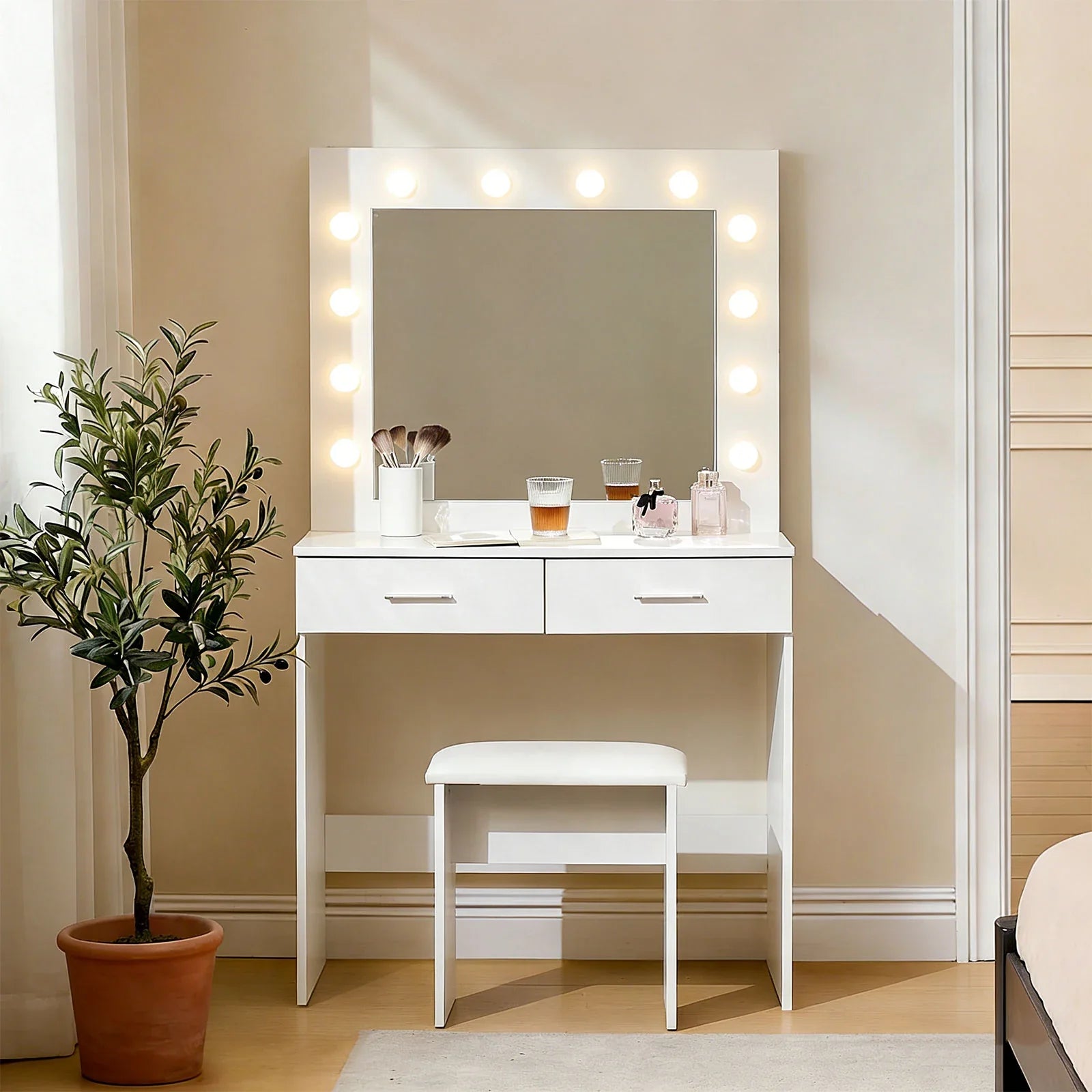 Hollywood 2-Drawer Dressing Table Set-1