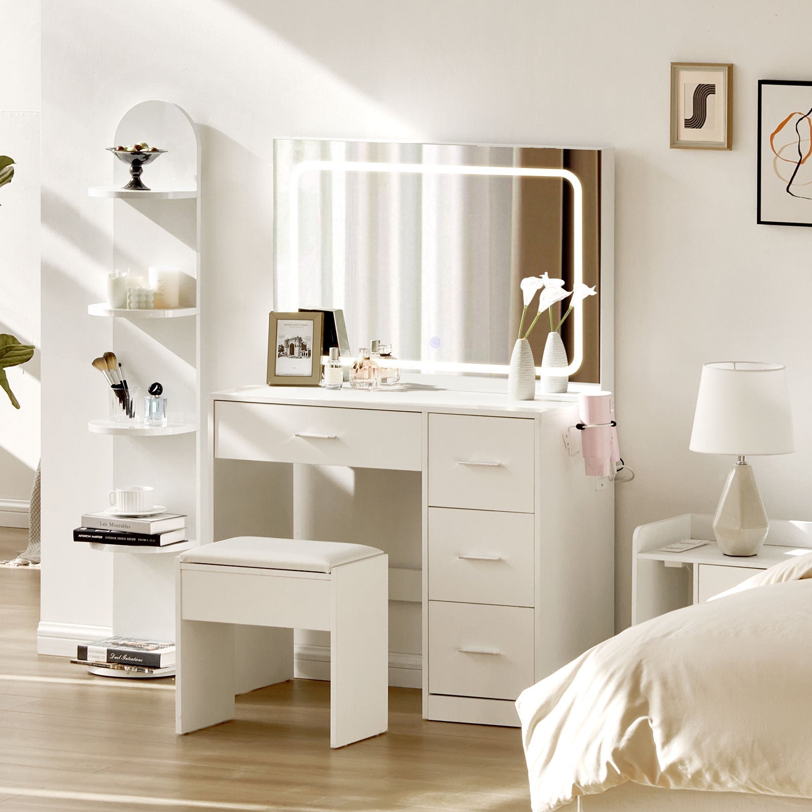 Luna Dressing Table Set [with Hairdryer Holder]-1