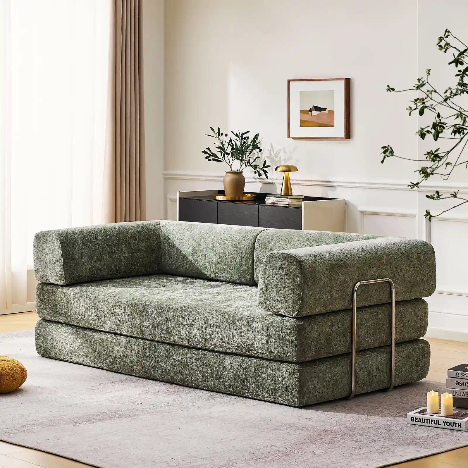 Hugo Moss Green Convertible Sofa Bed-0