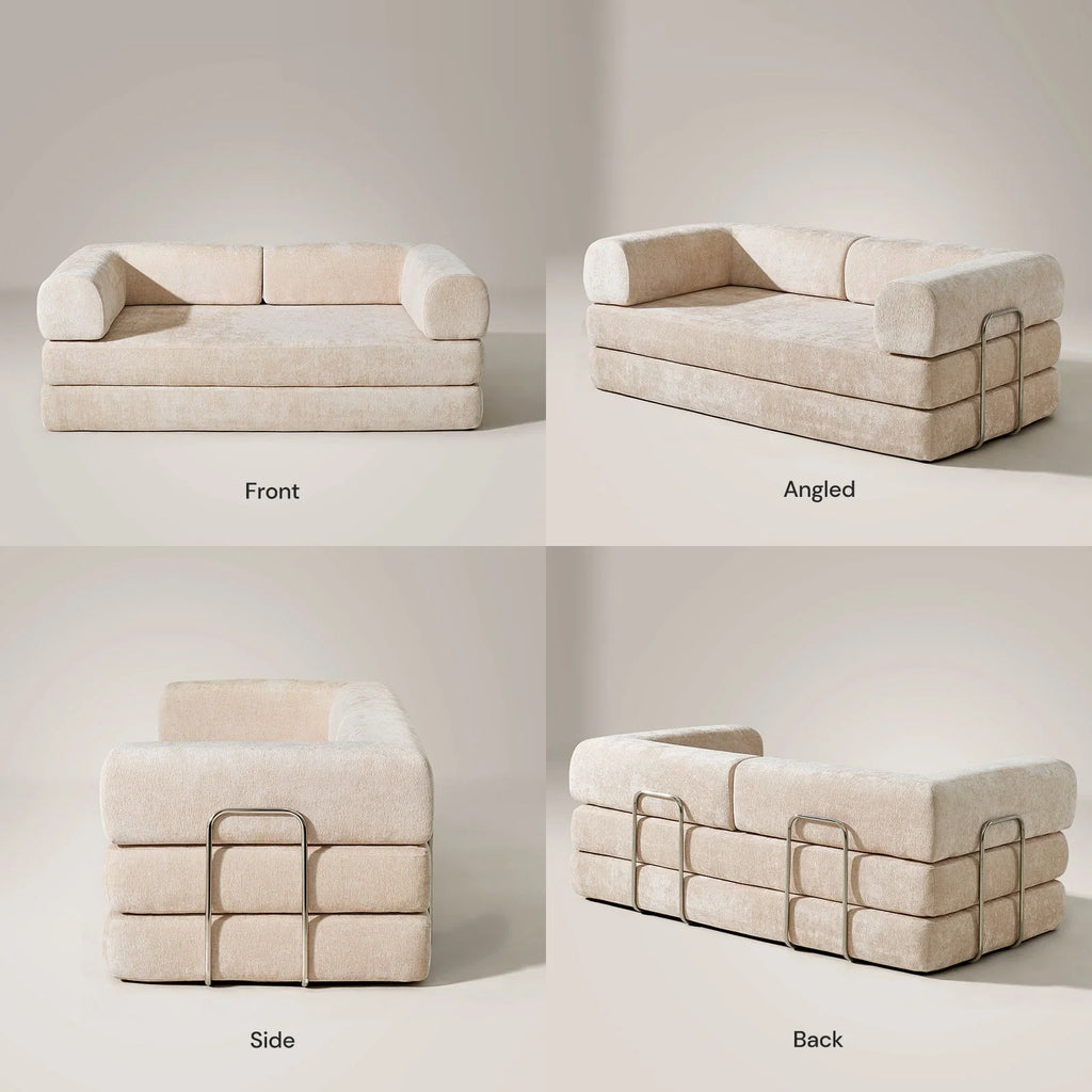 Hugo Cream Convertible Sofa Bed-3