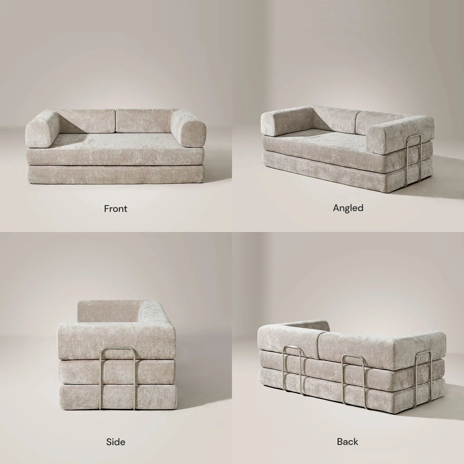 Hugo Khaki Convertible Sofa Bed-3