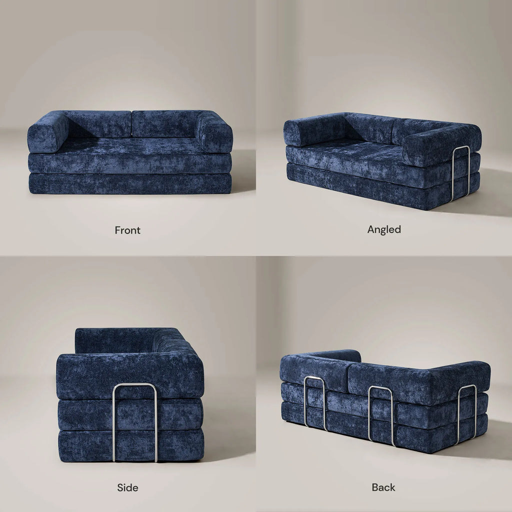 Hugo Navy Blue Convertible Sofa Bed-3