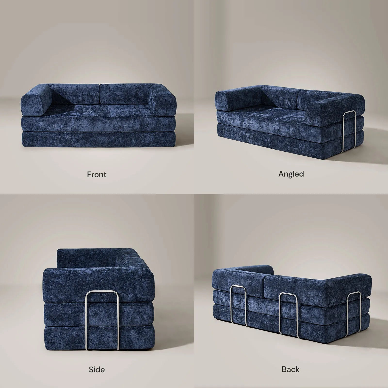 Hugo Navy Blue Convertible Sofa Bed-3