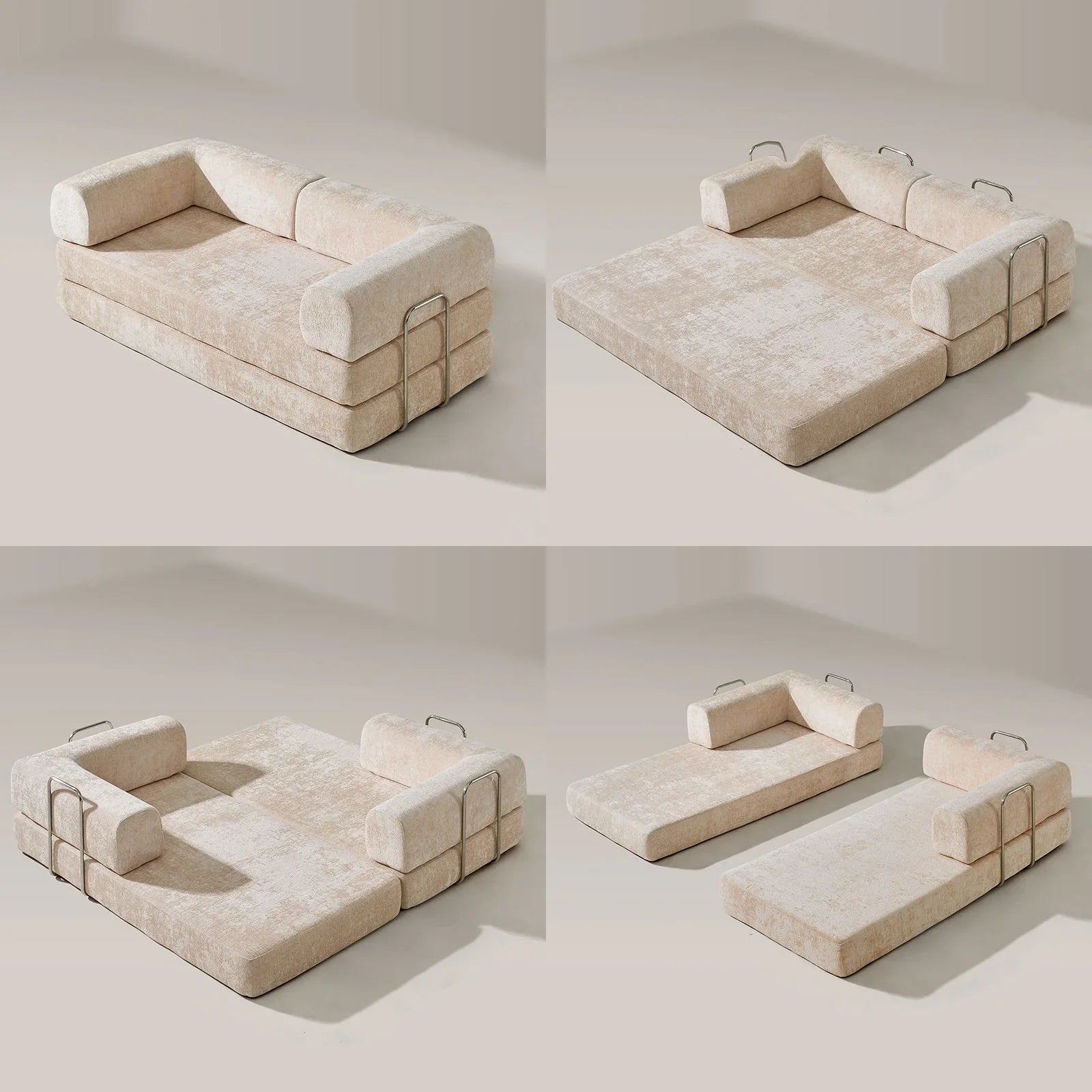 Hugo Cream Convertible Sofa Bed-4