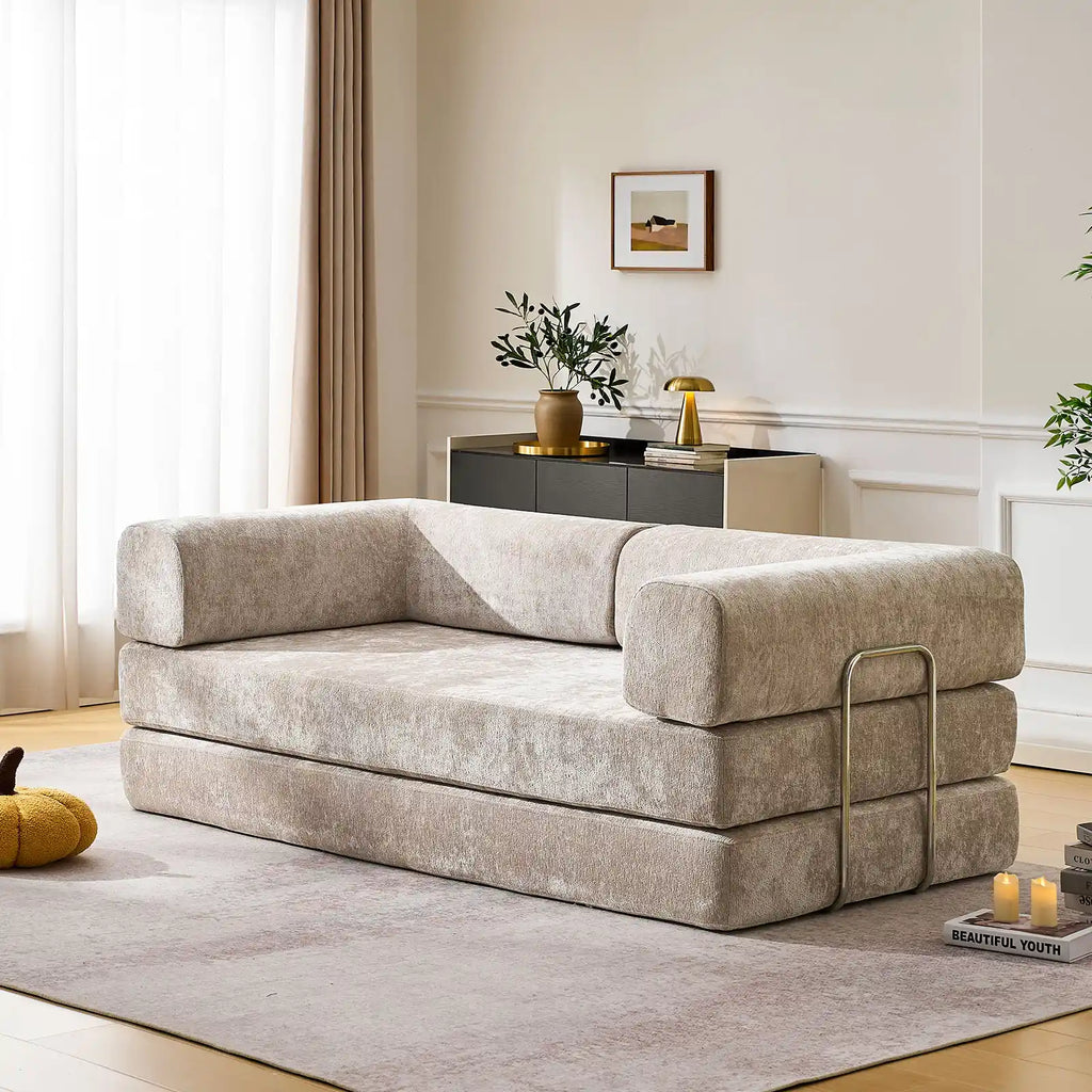 Hugo Khaki Convertible Sofa Bed-0