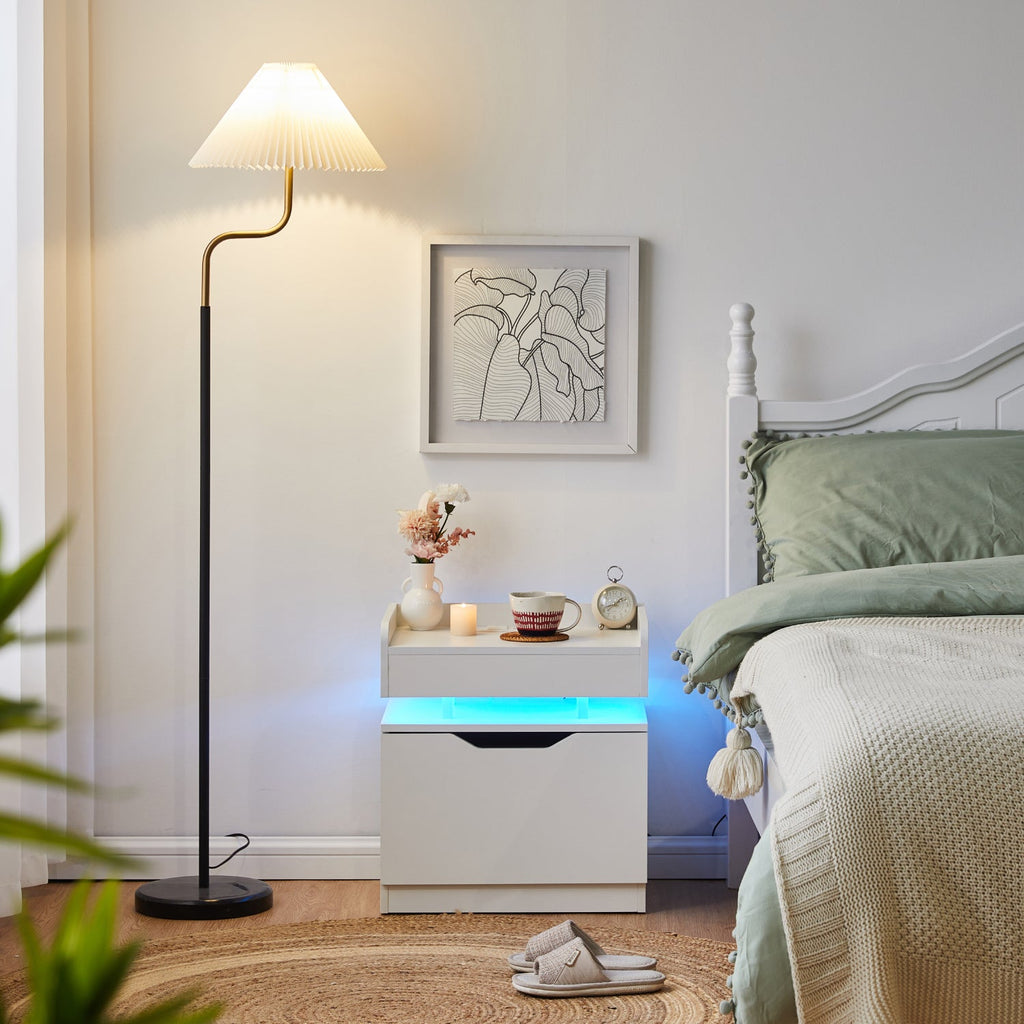 Kist LED Light Bedside Table [Charging Station][Nightstand]-0