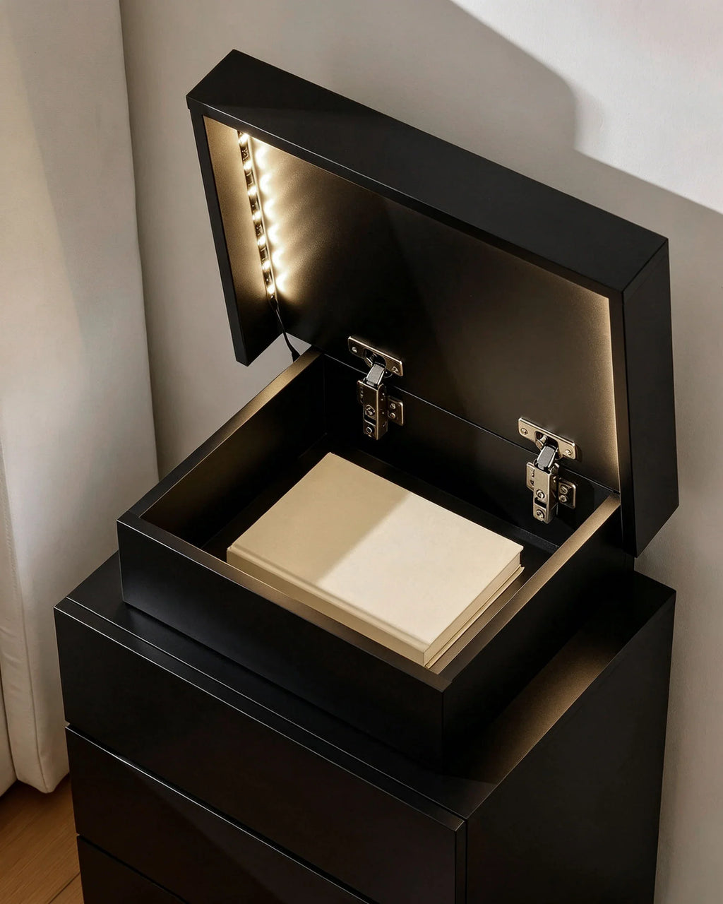 Kumar LED Light Bedside Table [3 Drawers]-3