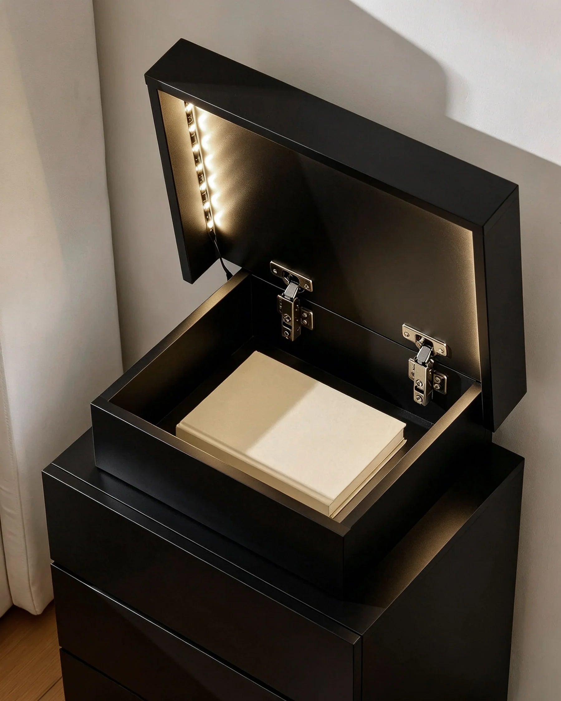 Kumar LED Light Bedside Table [3 Drawers]-3