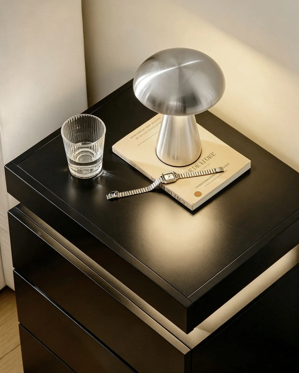 Kumar LED Light Bedside Table [3 Drawers]-4