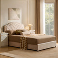 Luniva Cream LED Double Bed Frame-0