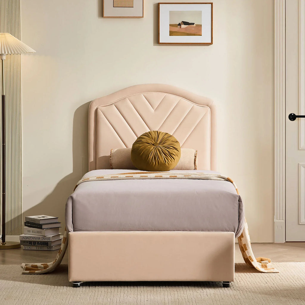 Luniva Cream LED Single Bed Frame-2