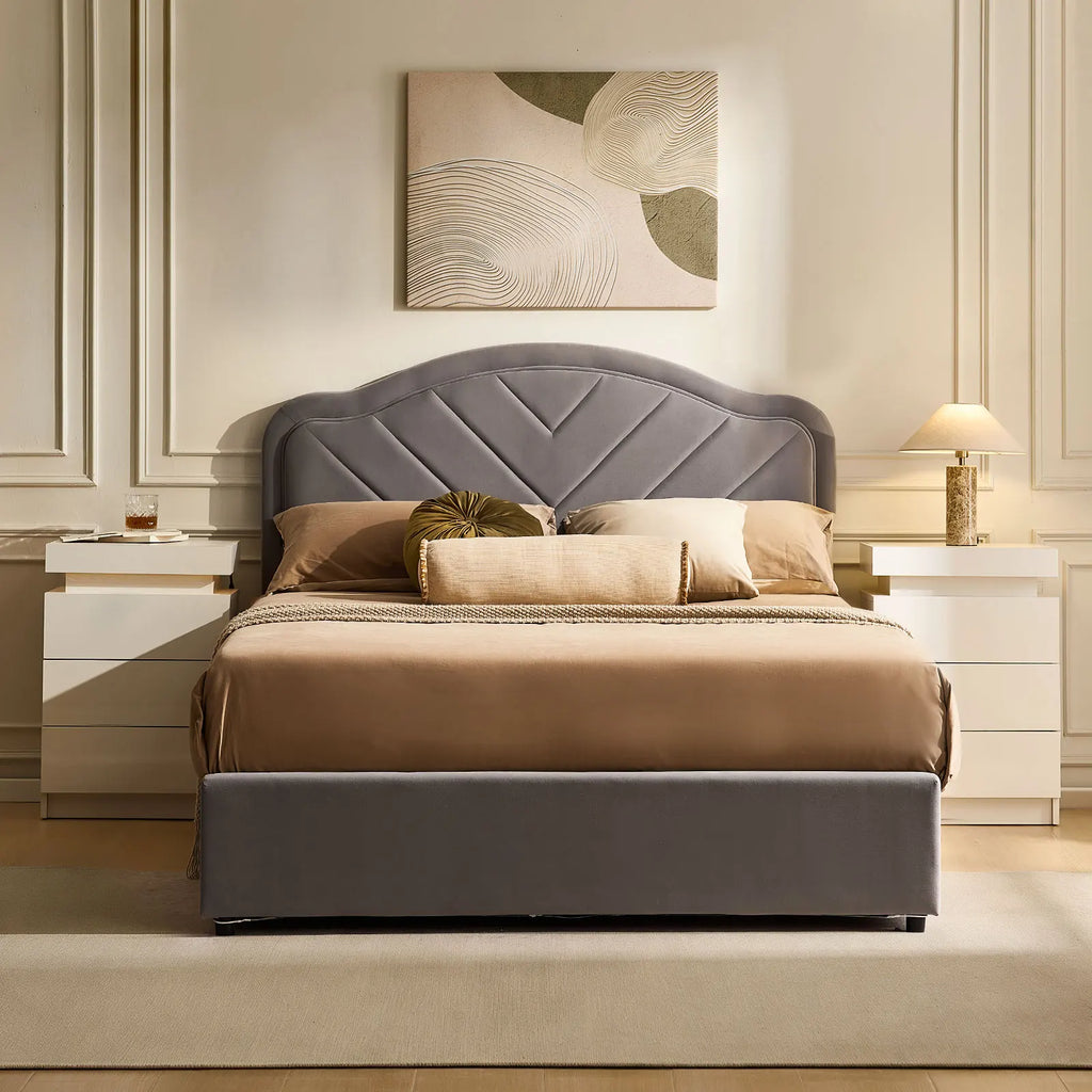 Luniva Grey LED Double Bed Frame-2