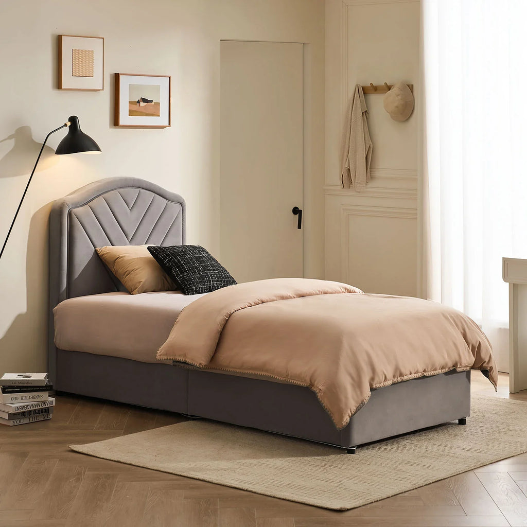 Luniva Grey LED Single Bed Frame-0