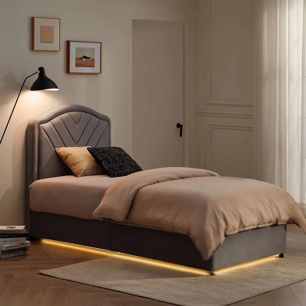 Luniva Grey LED Single Bed Frame-1