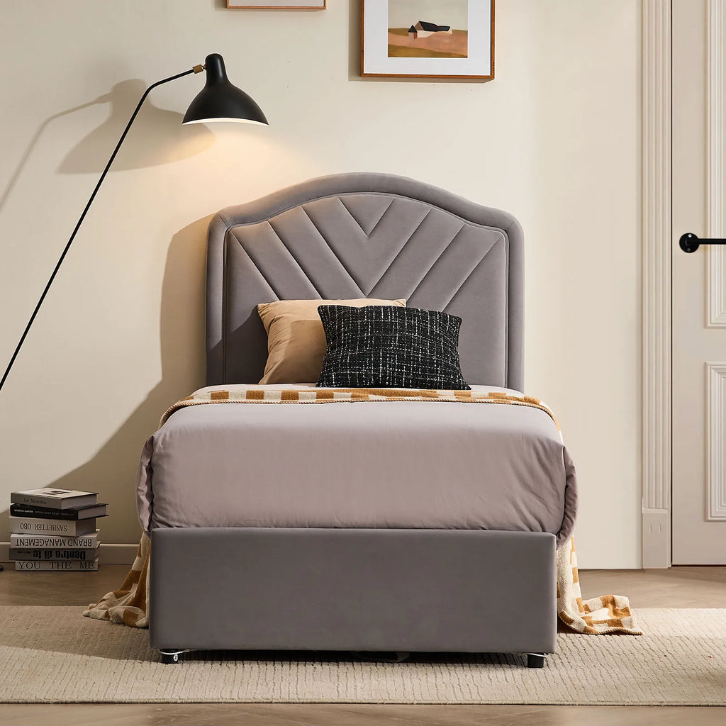 Luniva Grey LED Single Bed Frame-2