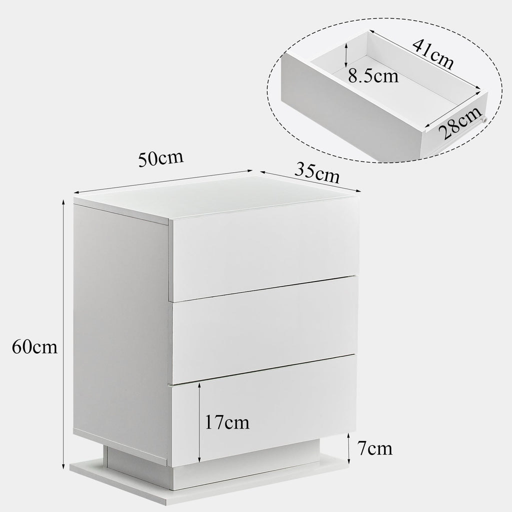 Mario LED Light Bedside Table [3 Drawers]-4
