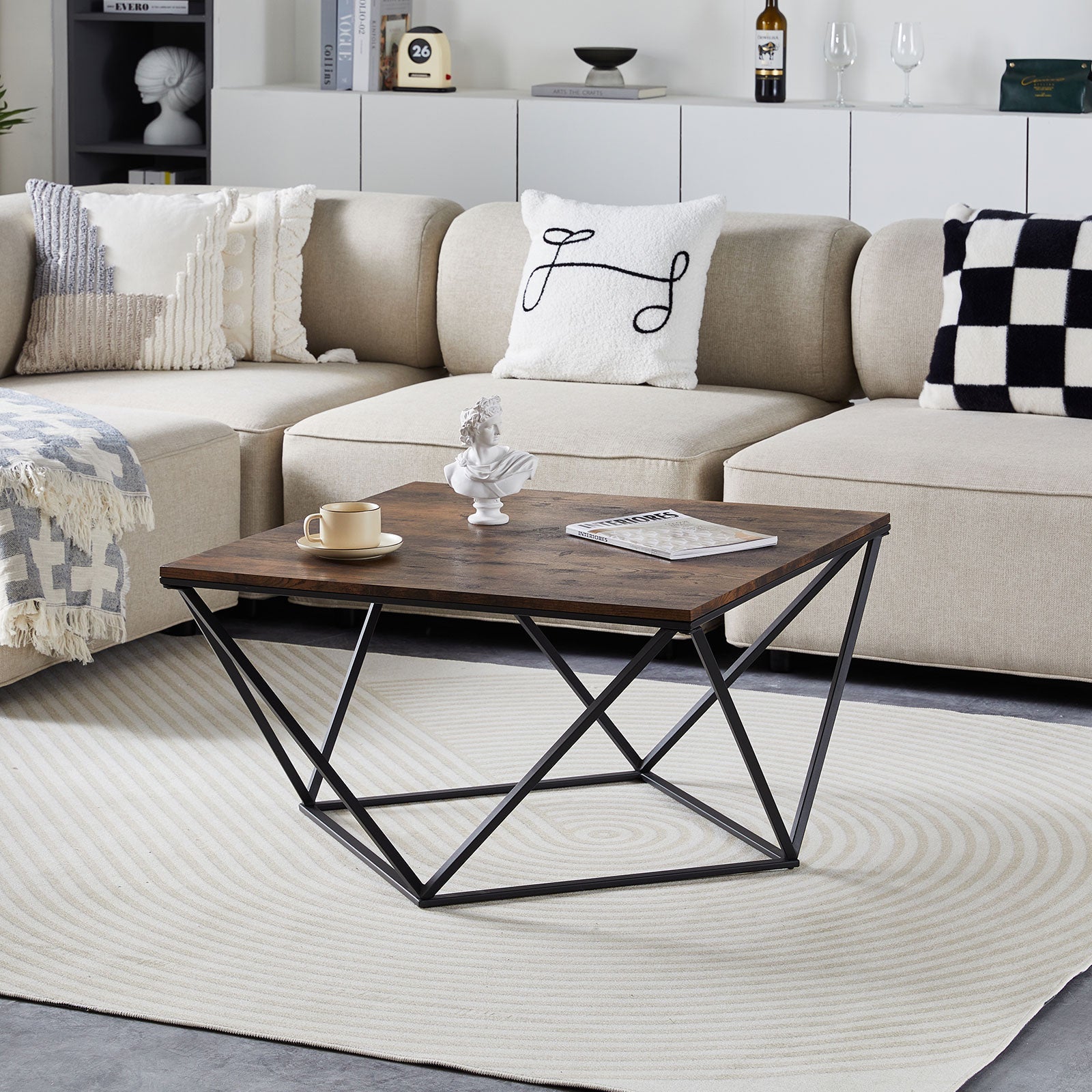 Mayme Industrial Coffee Table [Oak Pattern] [MDF]-2