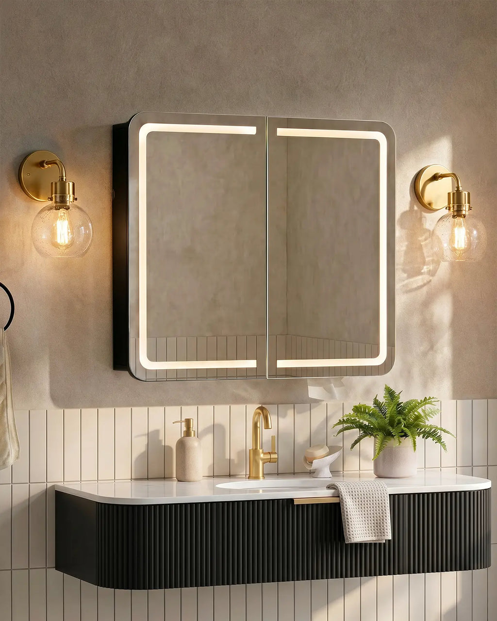 Mira Black Bathroom Mirror Cabinet-0