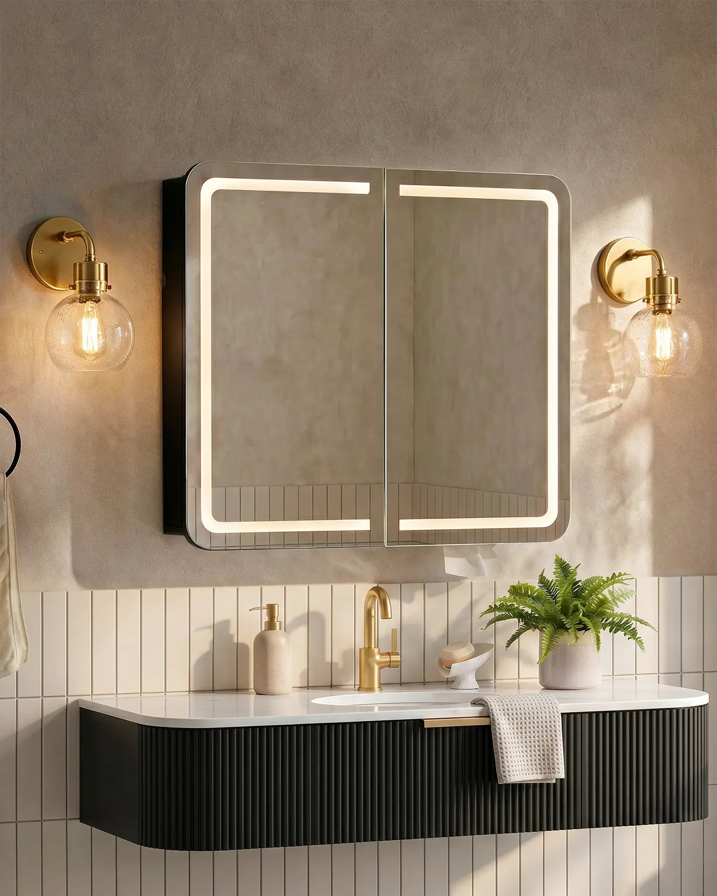 Mira Black Bathroom Mirror Cabinet-0