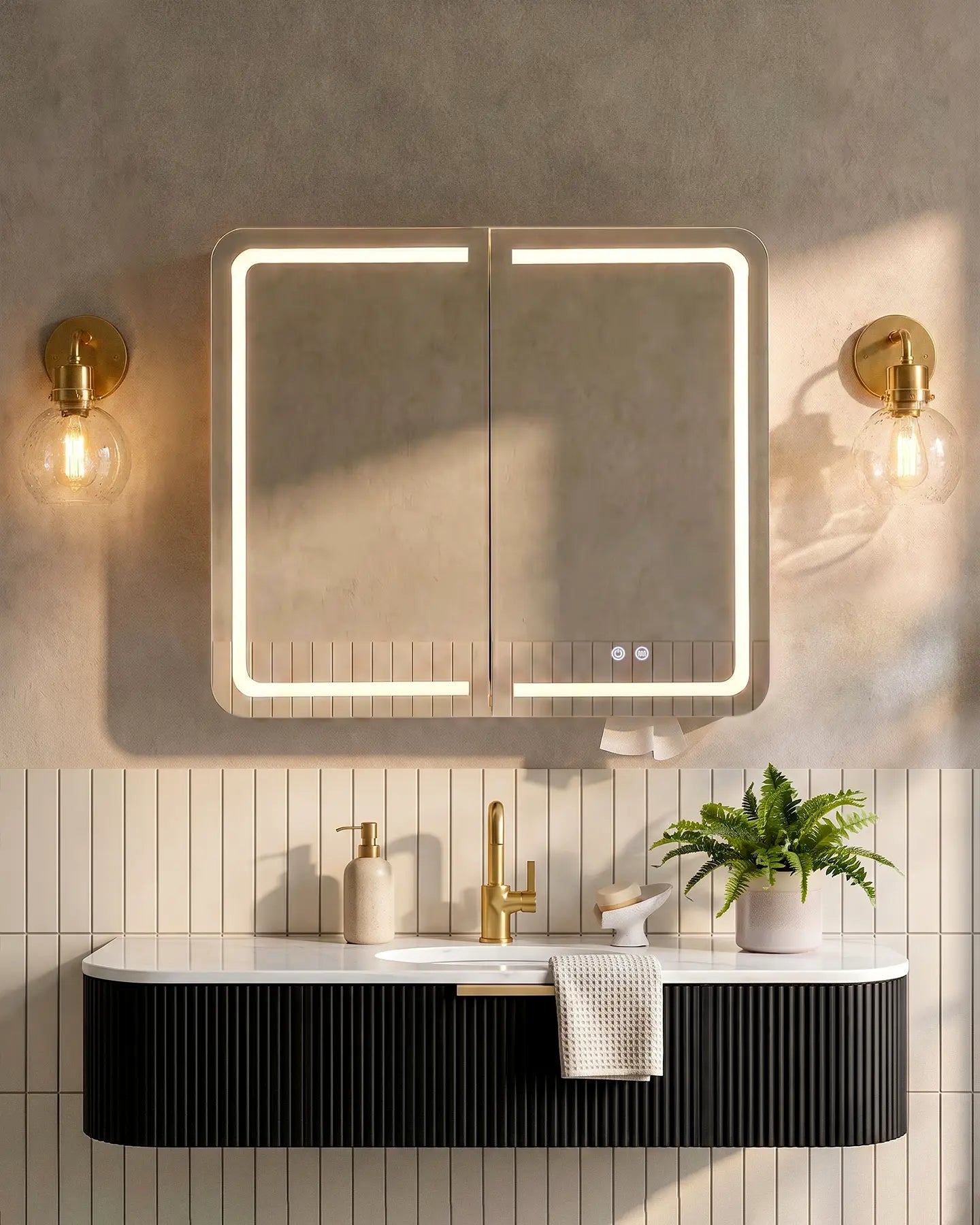 Mira Black Bathroom Mirror Cabinet-2