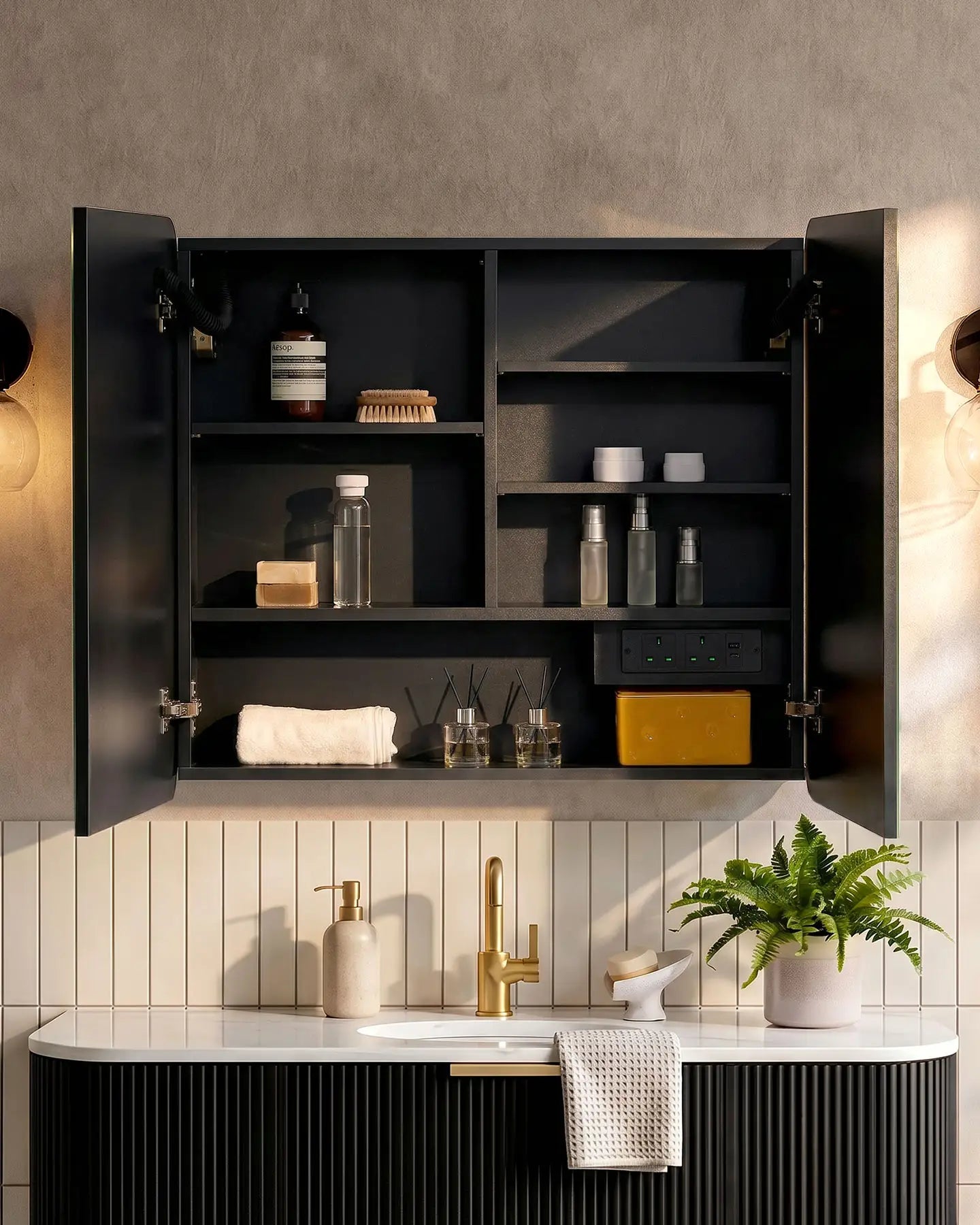 Mira Black Bathroom Mirror Cabinet-3