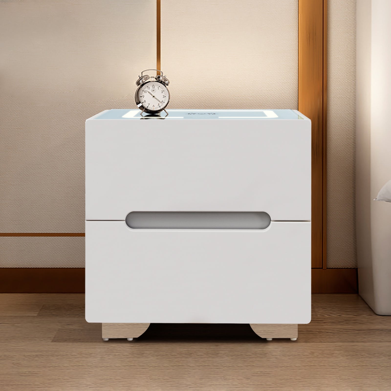Erinn LED Light Bedside Table [2/3 Drawers][Charging Station][Nightstand]-9