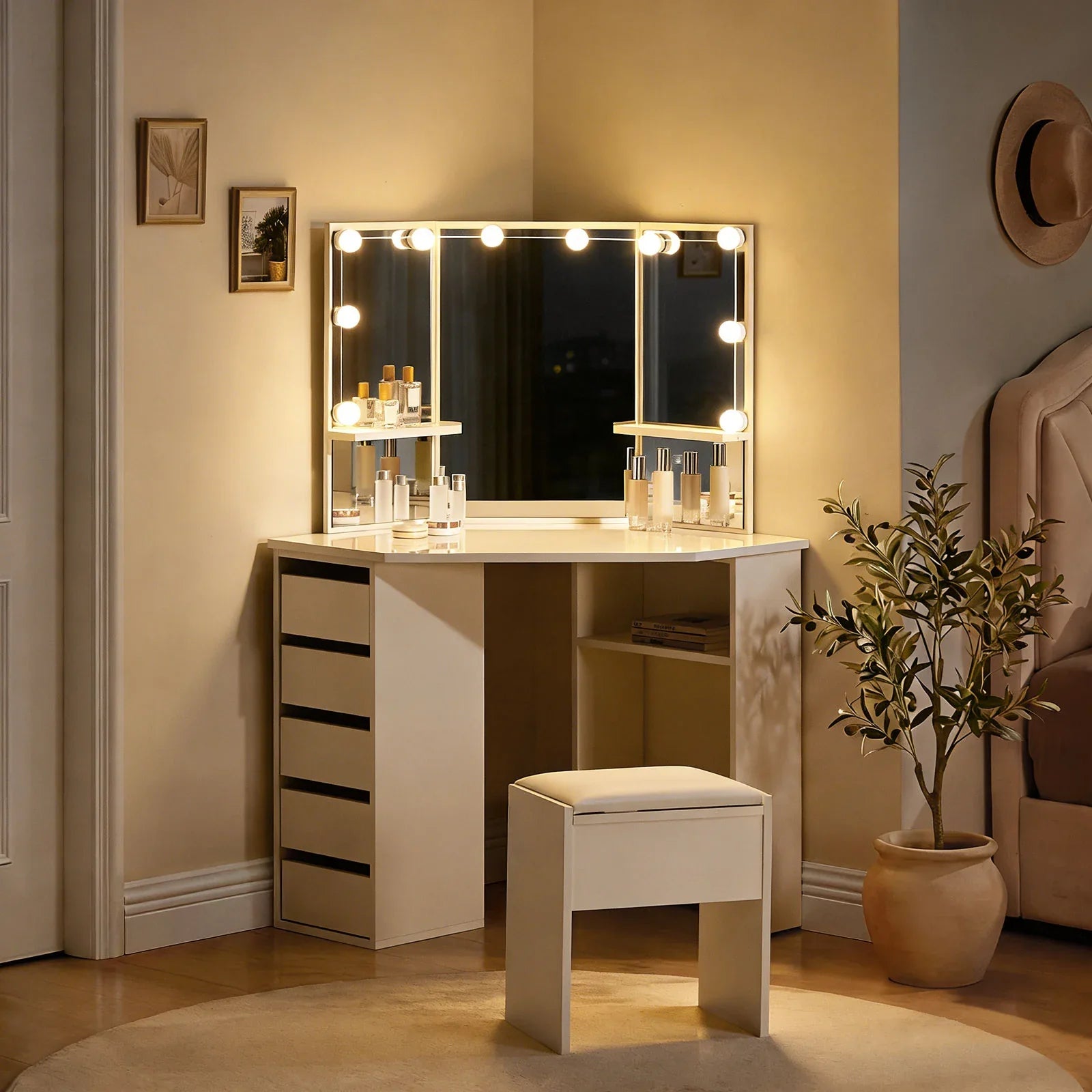 Roze Corner Dressing Table Set-1