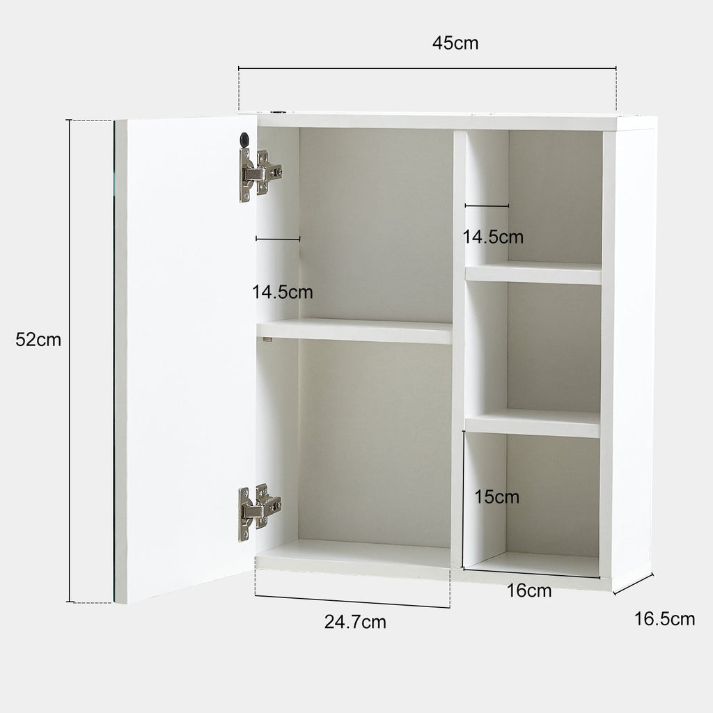 Othello Bathroom Mirror Cabinet with Lights[1 Door+3 Shelves]-4