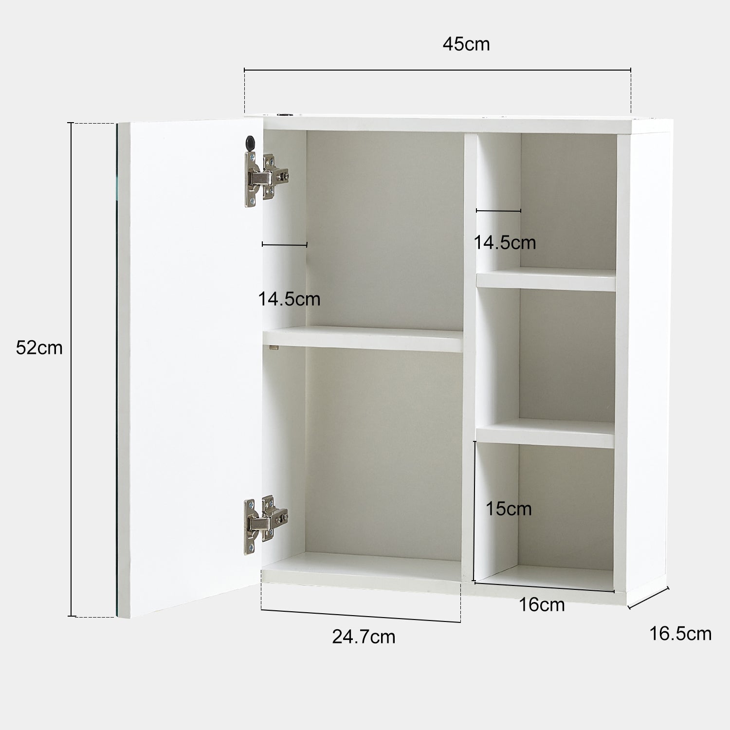 Othello Bathroom Mirror Cabinet with Lights[1 Door+3 Shelves]-4