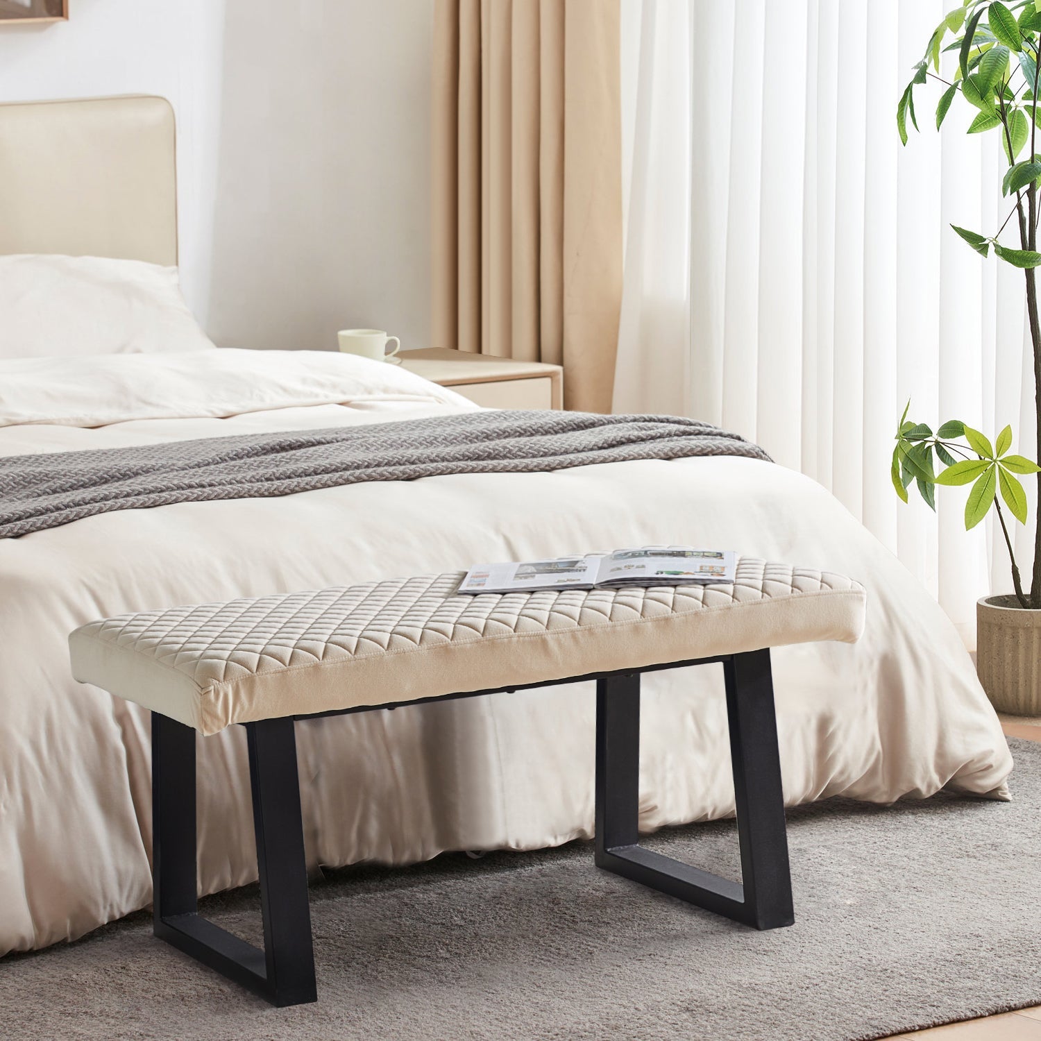 Wren Velvet Dining Bench End-of-Bed Bench-6