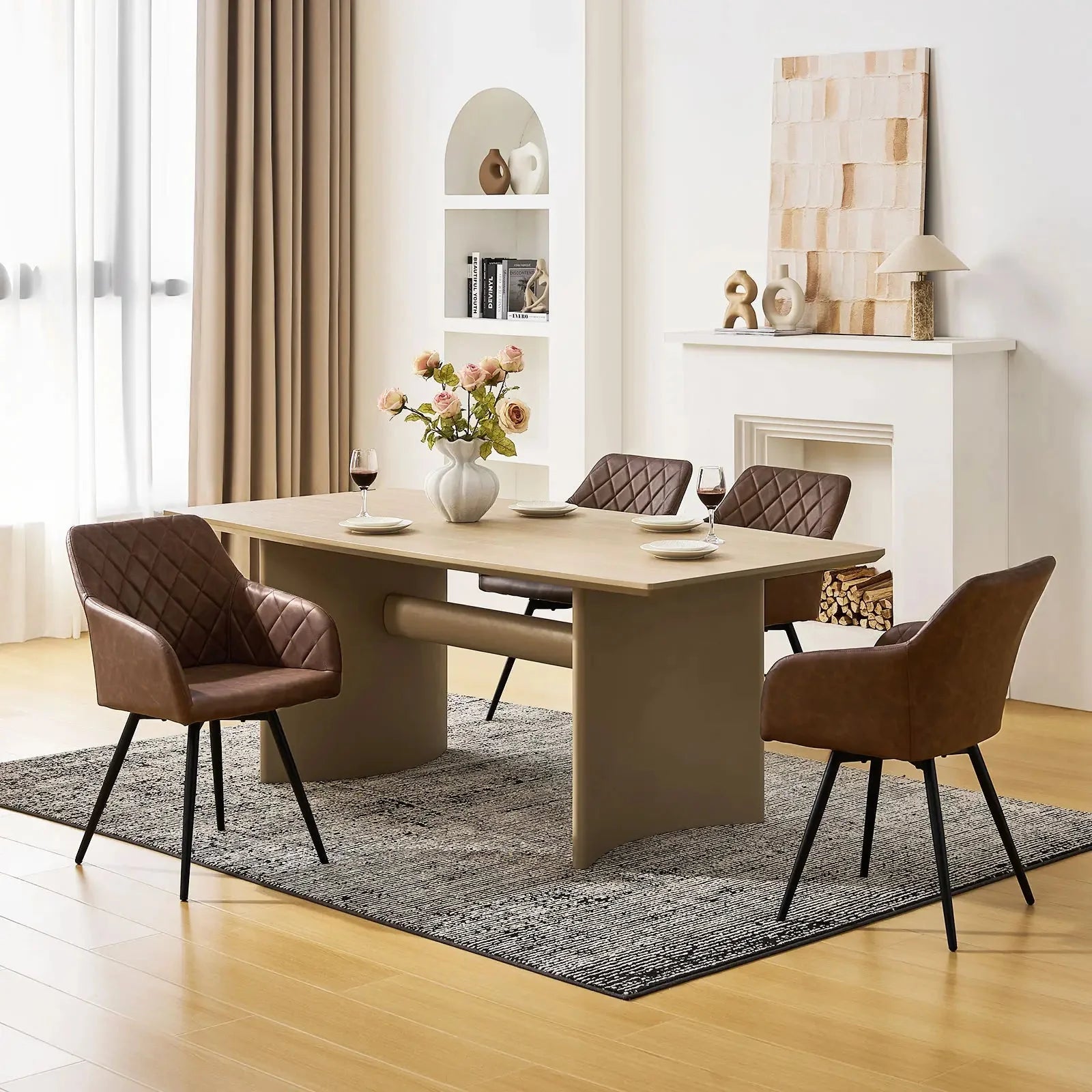 Moree Faux Leather Swivel Dining Chair-2