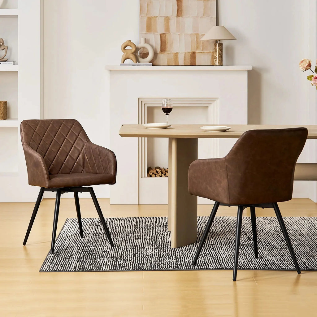 Moree Faux Leather Swivel Dining Chair-0