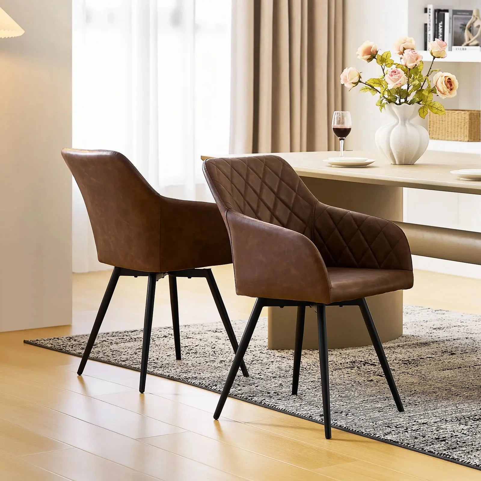 Moree Faux Leather Swivel Dining Chair-3