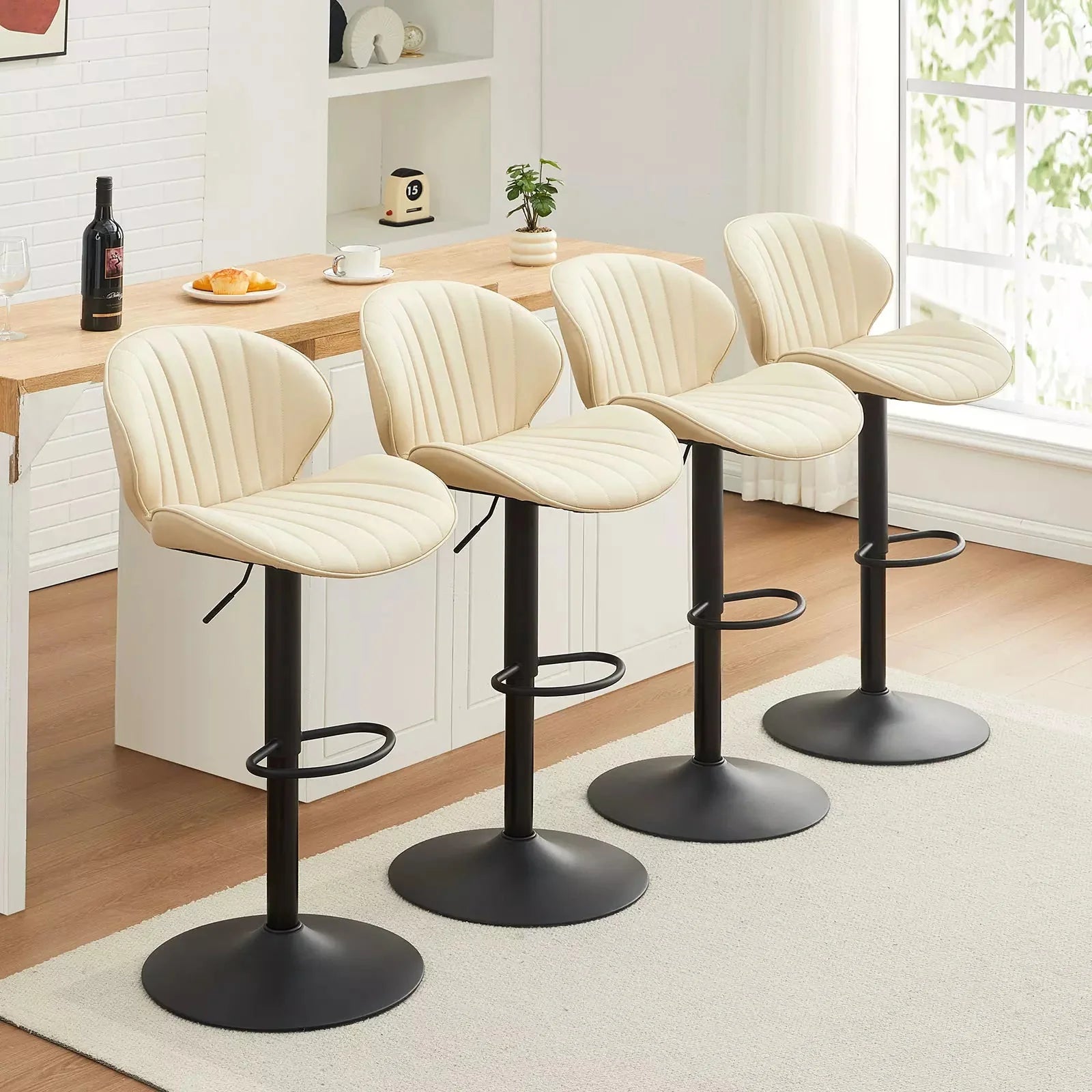 Caryol Faux Leather Bar Stool [Height Adjustable][Set of 2]-3