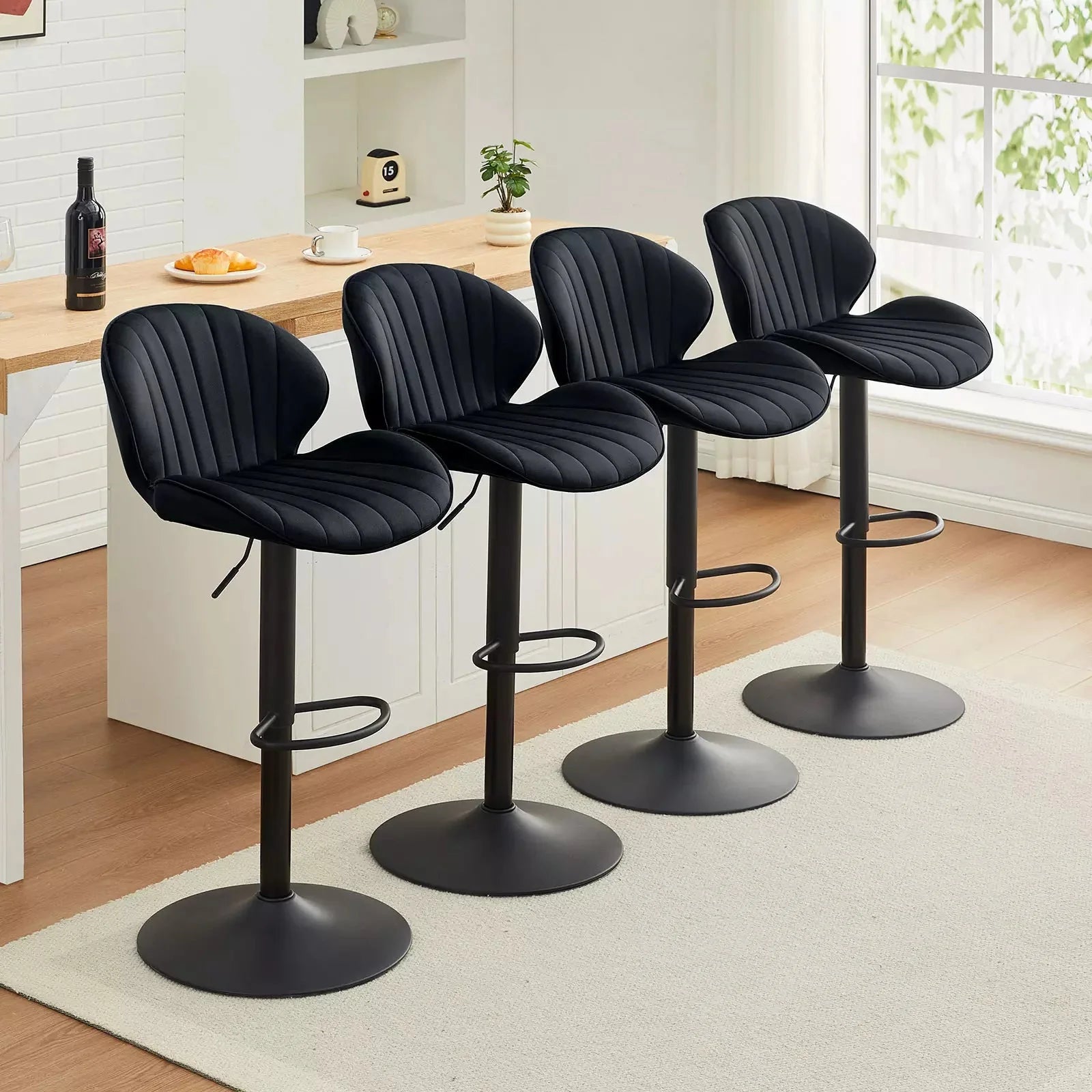 Caryol Velvet Bar Stool [Height Adjustable][Set of 2]-2