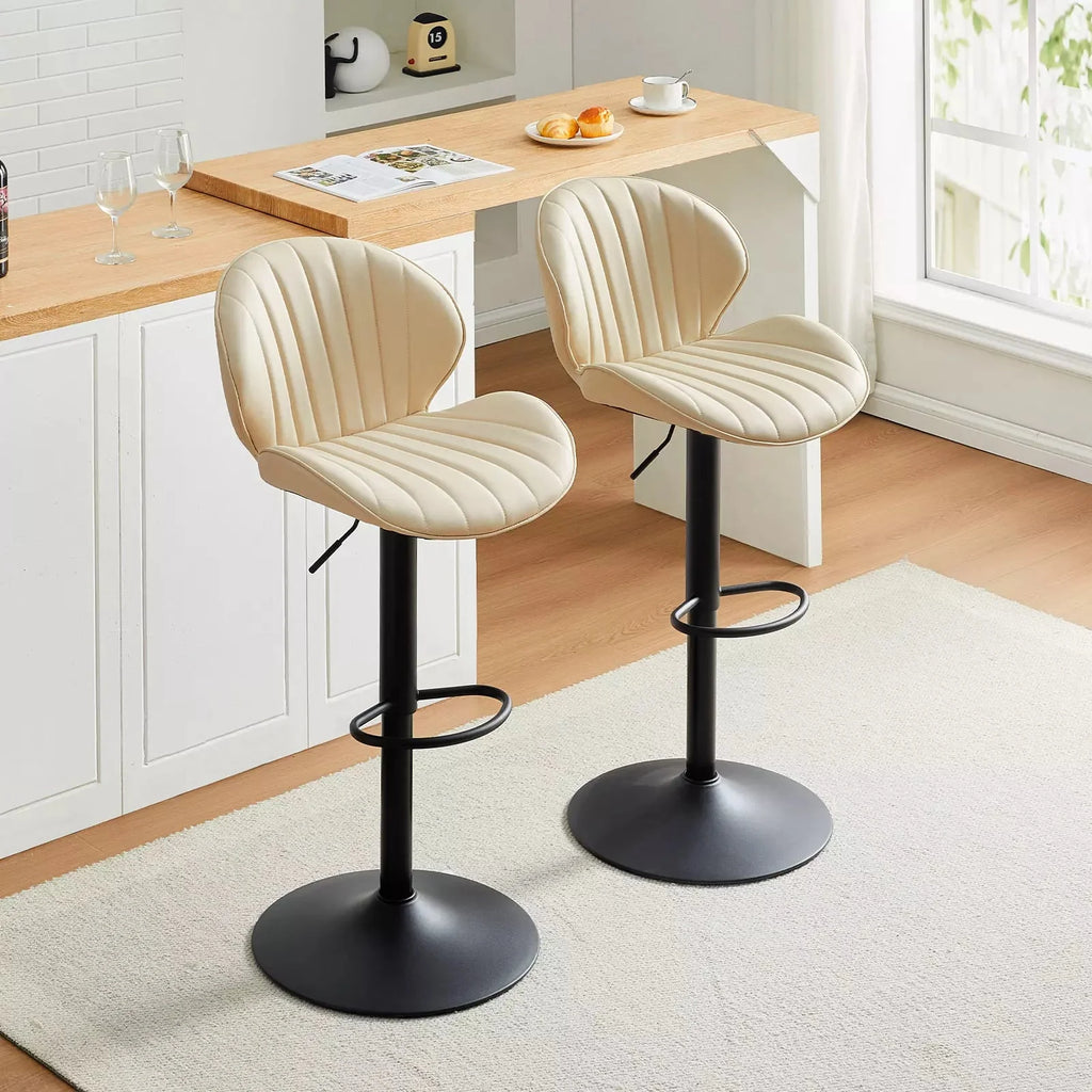 Caryol Faux Leather Bar Stool [Height Adjustable][Set of 2]-2